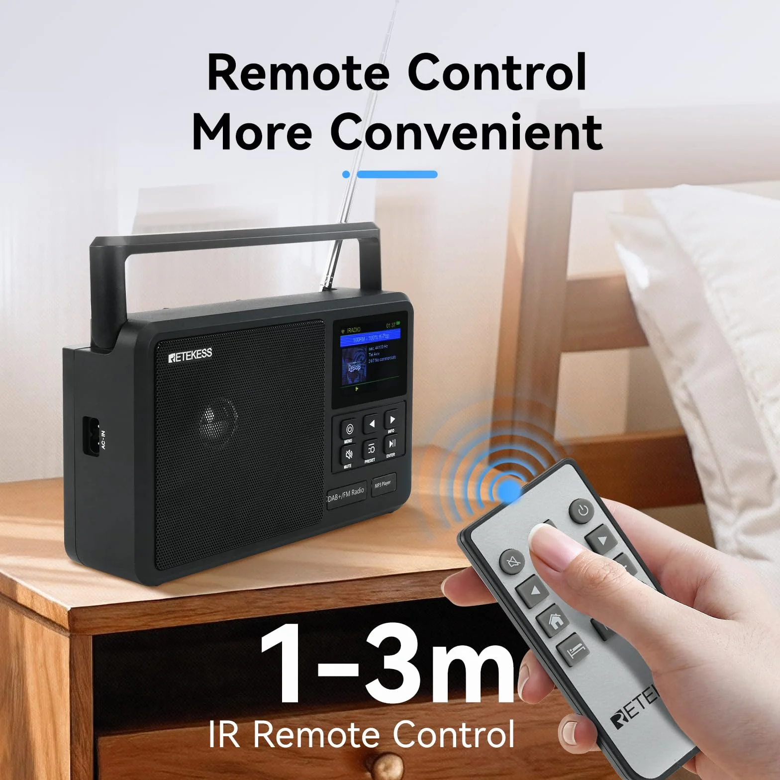 Retekess TR640 Radio Internet Portatile Digitale DAB FM con Antenna Esterna e Telecomando