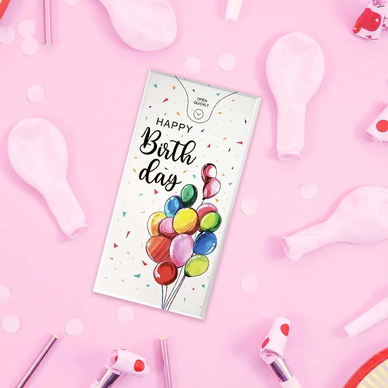 Notta&Belle Biglietto di Auguri Esplosivo Coriandoli Happy Birthday Bianco Palloncini Buon Compleanno Sorpresa