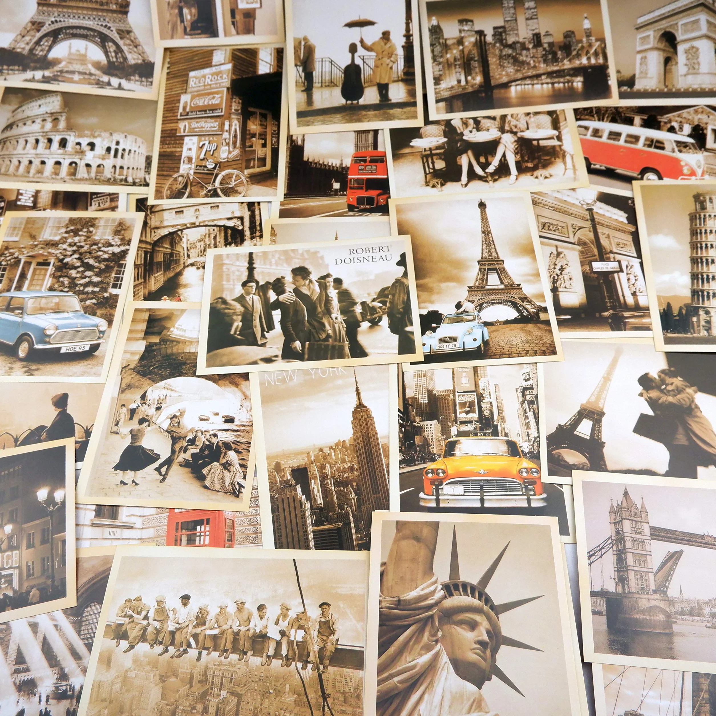 Cartoline Vintage Retrò 32 Pezzi Poster Film Europei Americani Architettoniche 14x10cm