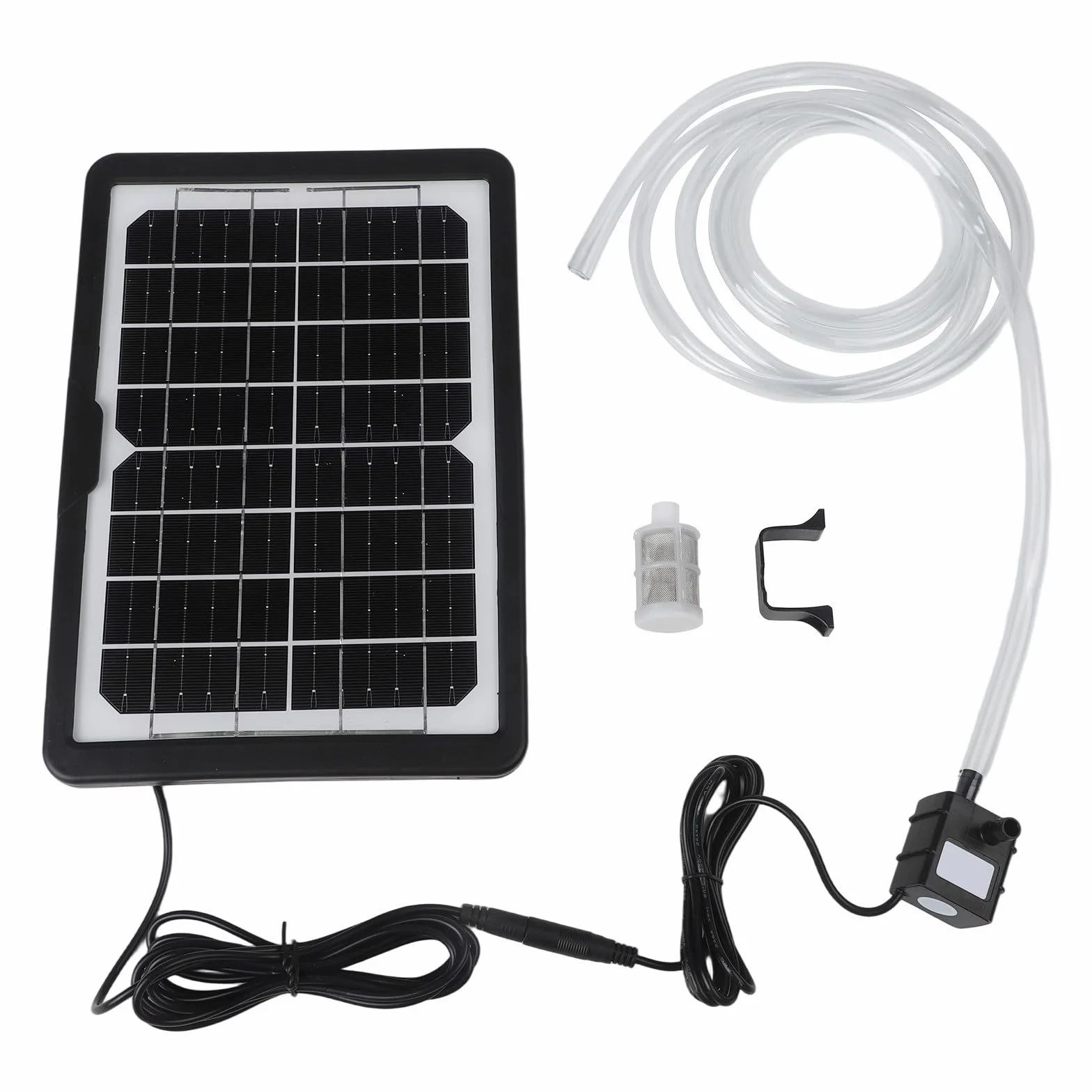 Oniissy Kit pompa dell'acqua ad energia solare, con pannello da 6 W, 9 V, pompa sommergibile 12 V CC, portata 240 l/h, tubo da 300 cm per stagno, fontana, acquario, giardino