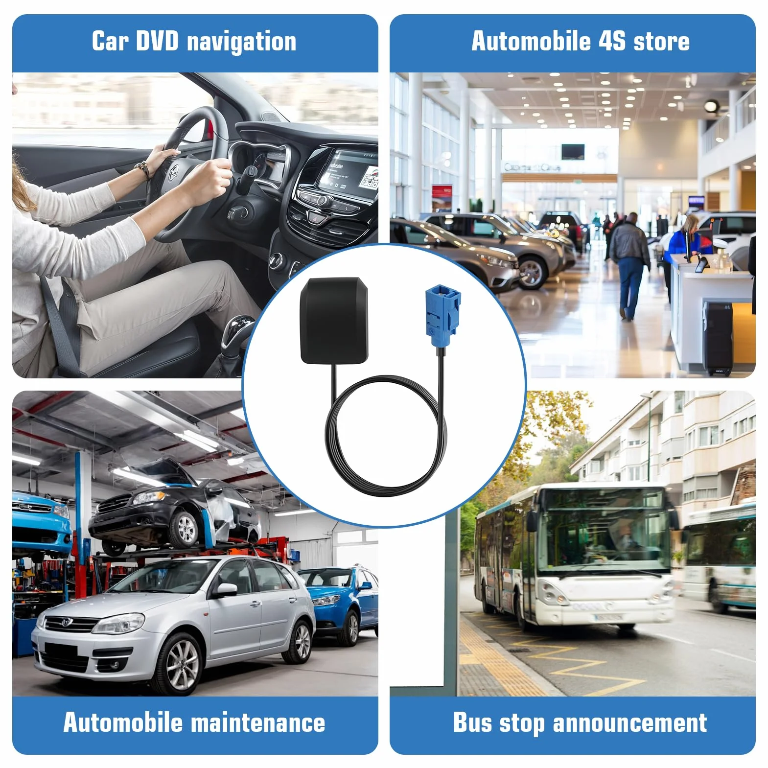 Antenna GPS Attiva per Auto con Connettore Fakra C, Impermeabile, Cavo 3m