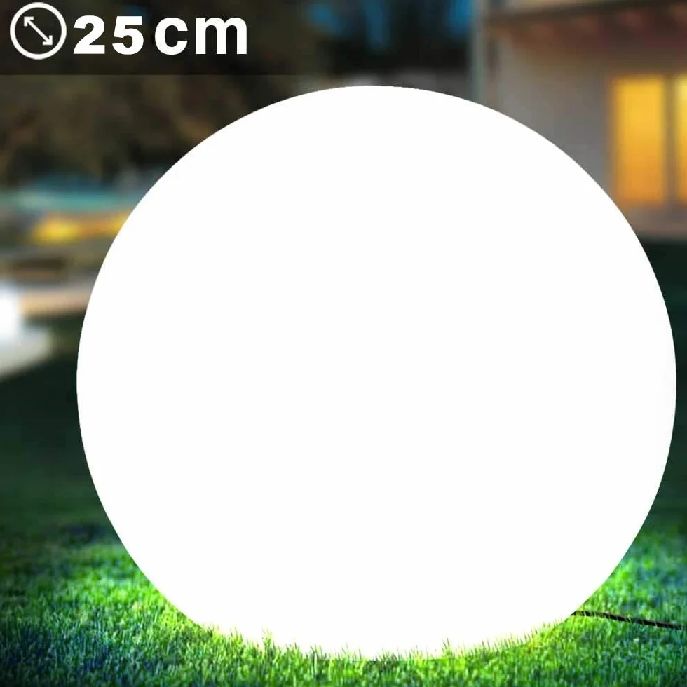 Velamp Sfera Luminosa LED Ø 25cm. A Ricarica Solare, IP66. con Telecomando: Scelta tra Bianco e 7 Colori. Wireless. per Giardino, terrazzo, Piscina