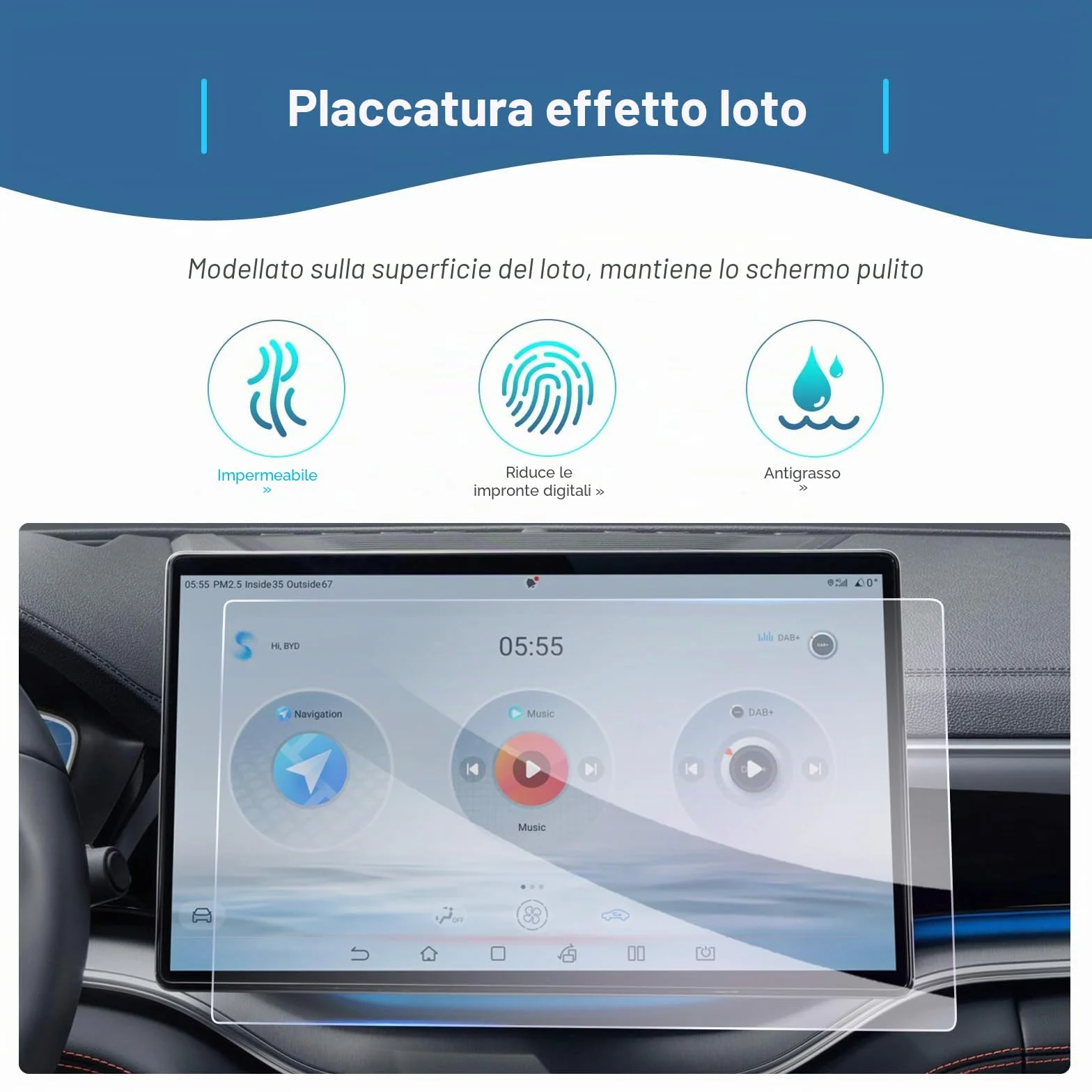 Pellicola Protettiva Vetro Temperato 15.6" per BYD Seal U DM-i EV 2025-2027, 9H Antigraffio