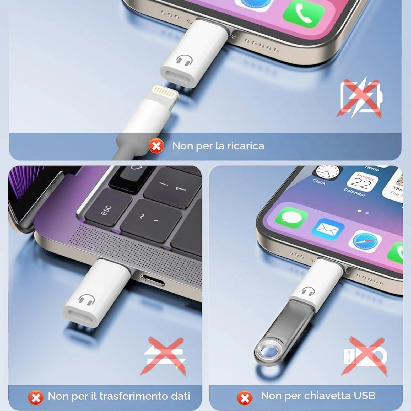 Adattatore audio USB C a Lightning per iPhone 17/16/15 Pad Air/Mini 6 Samsung, Hi-Fi, bianco