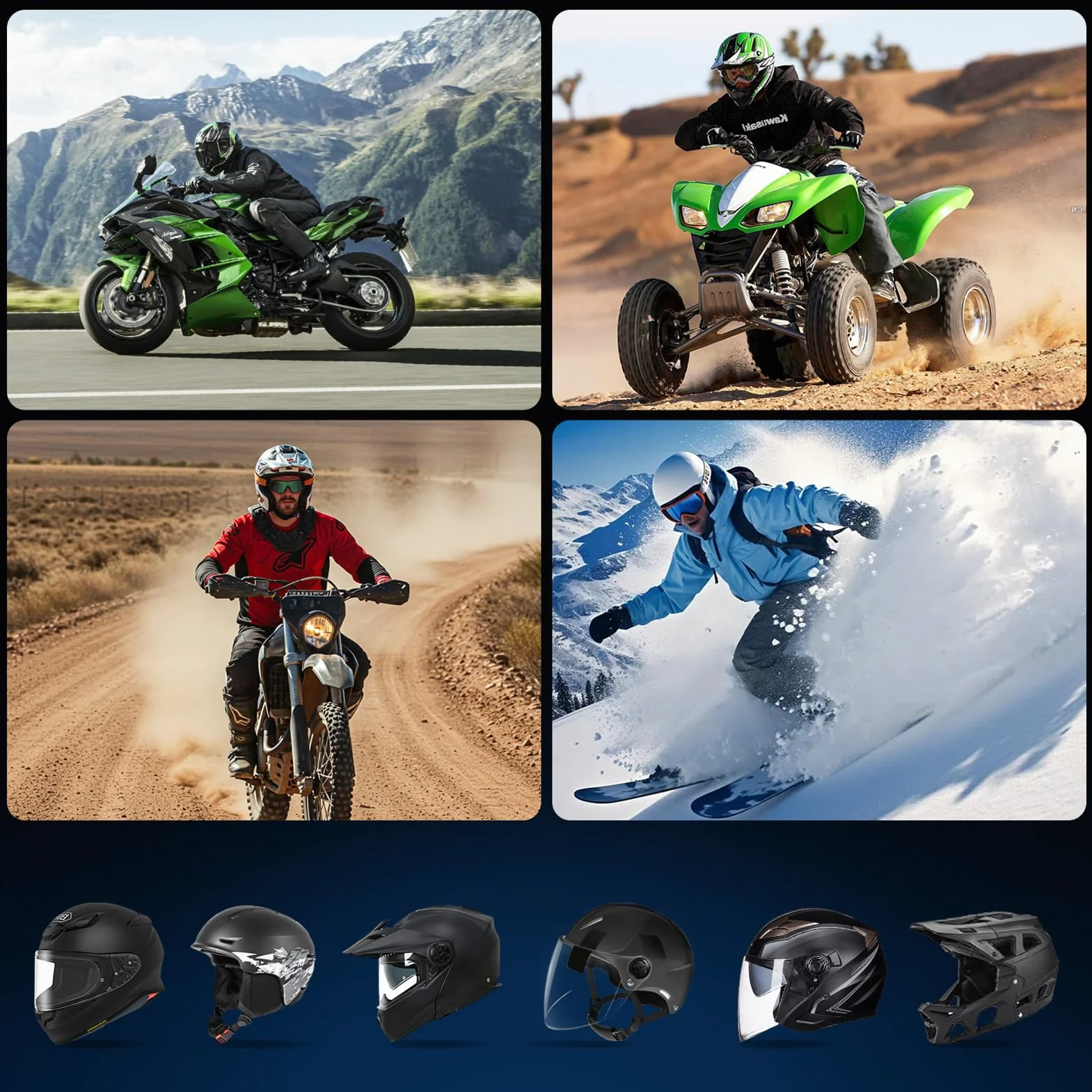 Moman Auricolare Moto RS-S Cuffie Casco Stereo HI-FI Riduzione del Rumore Radio FM IPX6 Impermeabile