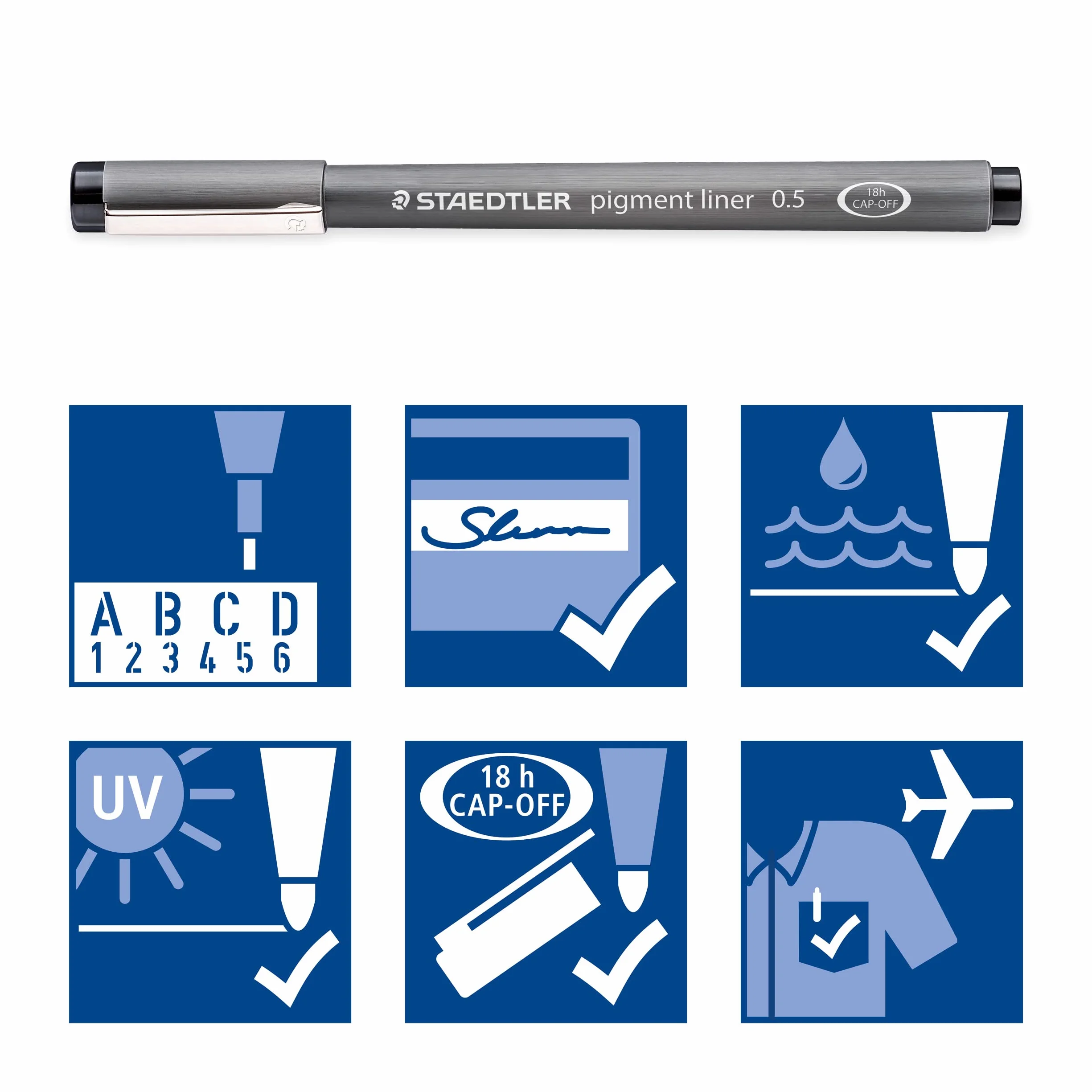 Staedtler pigment liner 5+1 Set 308 SB6P Pennarello punta fine Nero 0.05-0.8 mm 6 pz