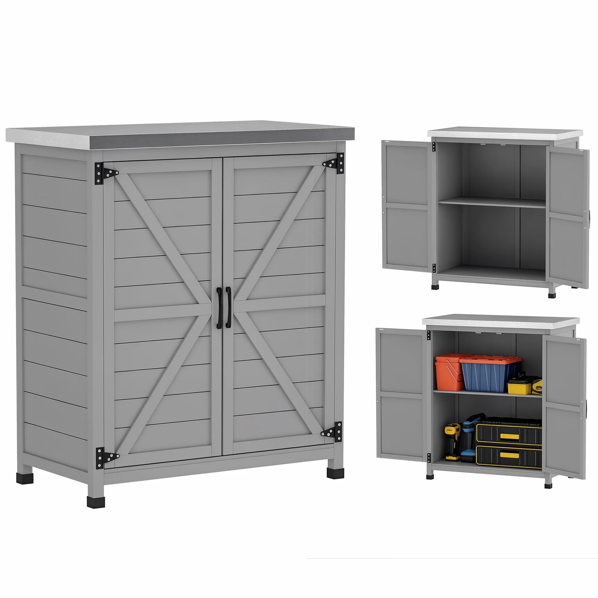 Outsunny Armadio da Esterno Acciaio Zincato 79x43x92 cm Grigio