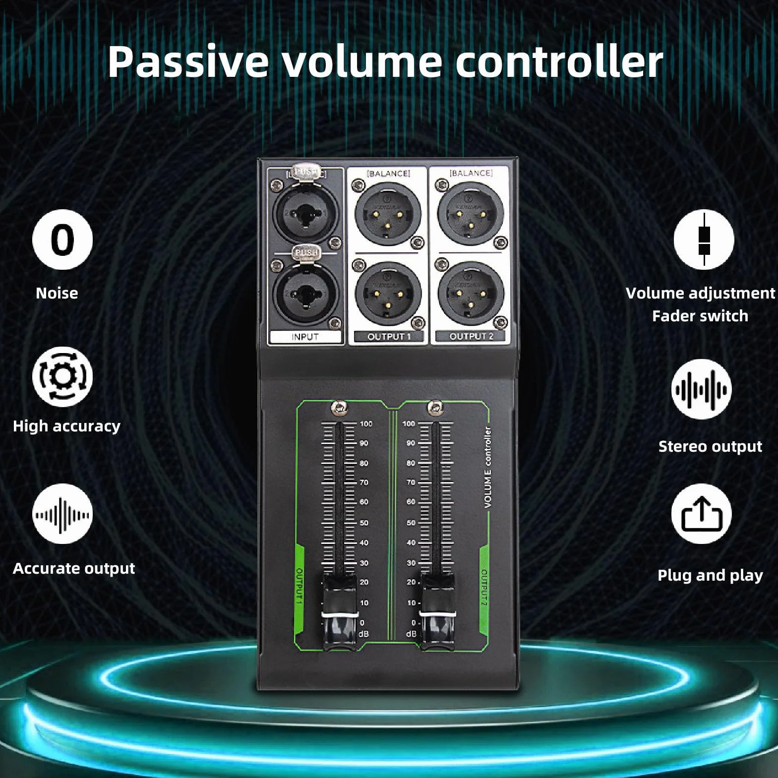 Ejoyous Regolatore di Volume per Casse Passive, 1 in 2 Out Controller Passivo da Studio, Monitor Stereo