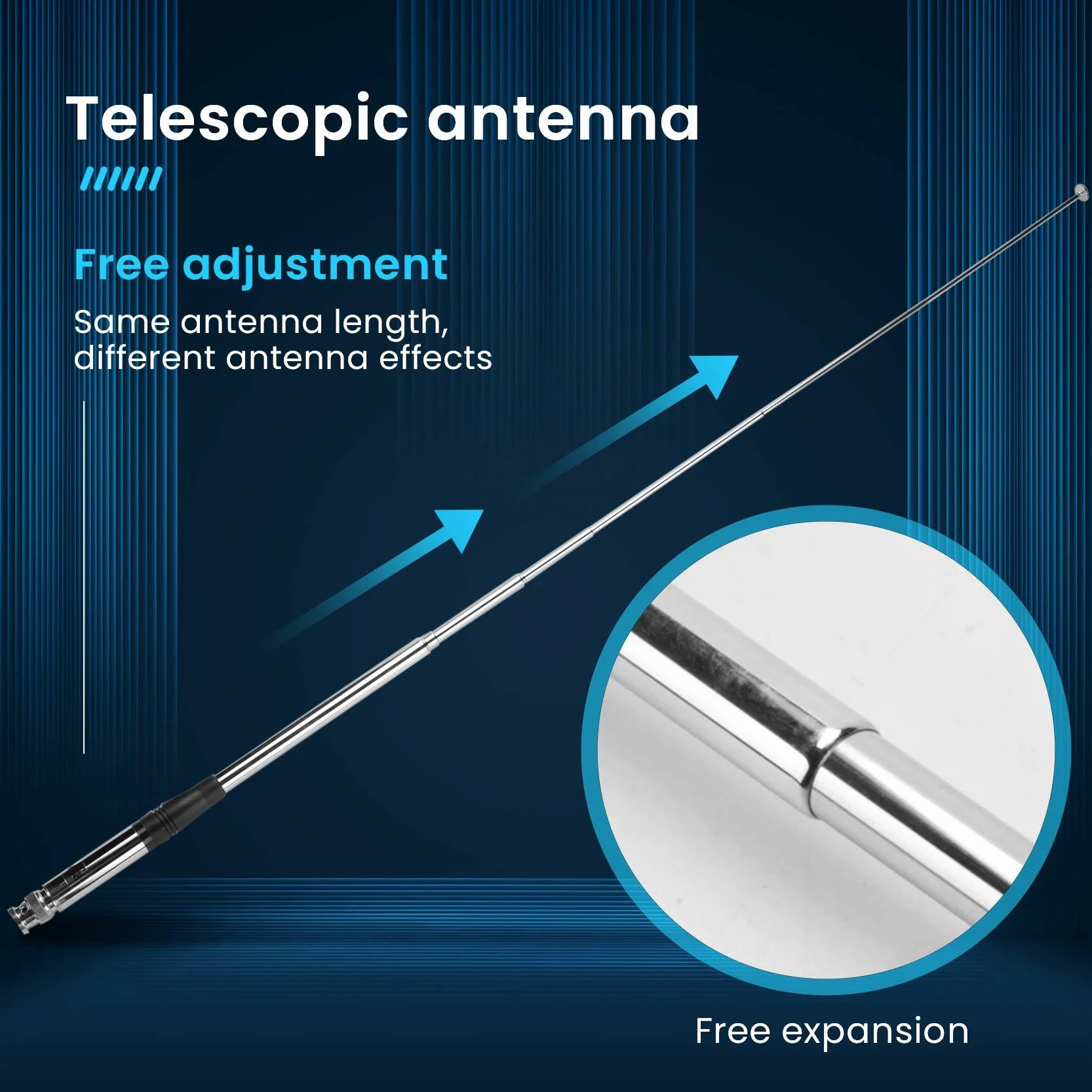 Antenna CB 27Mhz telescopica HT BNC per radio manuali portatili