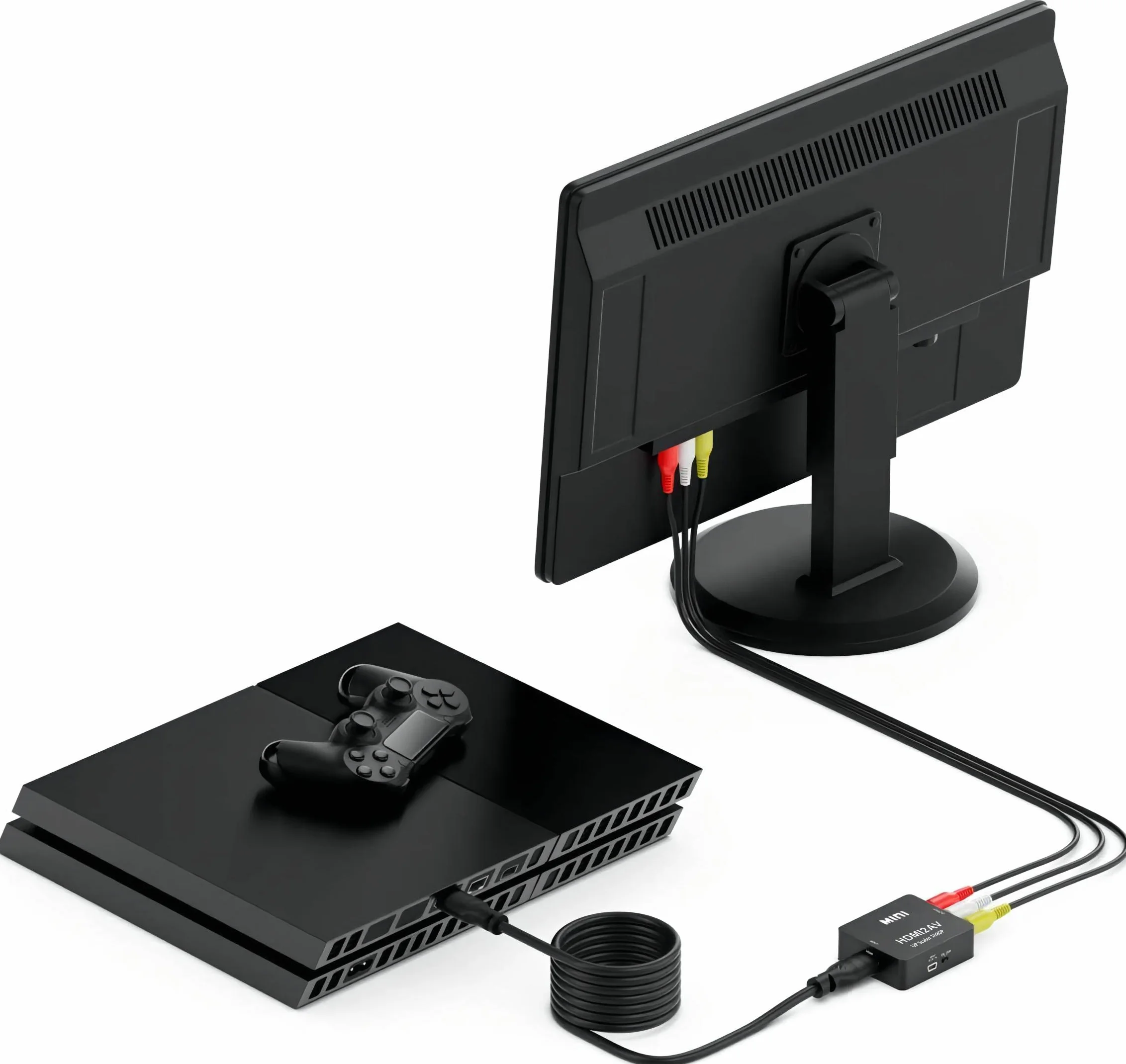 Convertitore HDMI a RCA, Adattatore HDMI a RCA, Supporta PAL/NTSC con USB per Xbox 360/One, PS3, PS4, Lettore Blu-ray, Android TV Box, Fire Stick, Roku