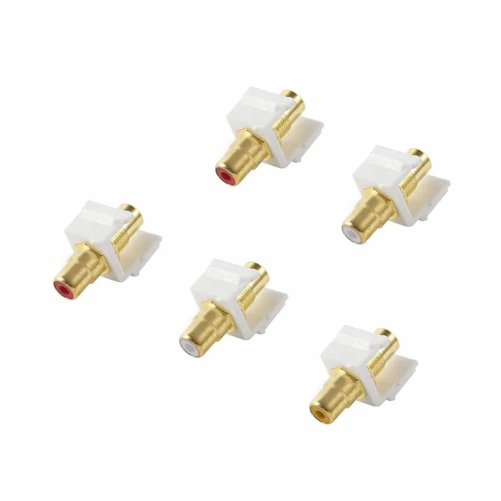 Placcato oro RCA Keystone Jack Insert Connector Femmina Snap in Adapter for Wall Plate