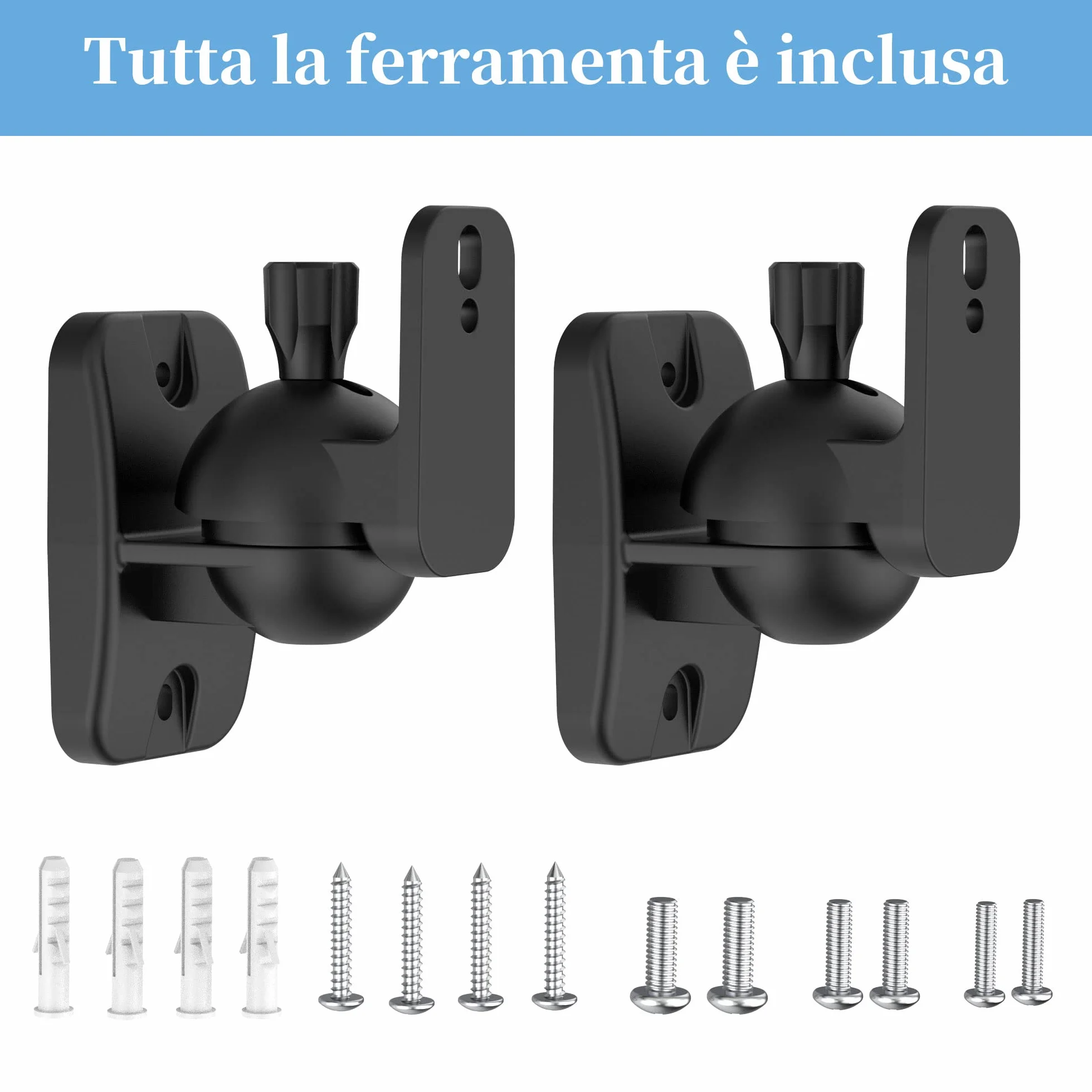 Cozycase Coppia Supporti da Parete per Altoparlanti 2 pezzi Girevoli Inclinabili Staffe per Casse a parete fino a 3,5 kg Nero