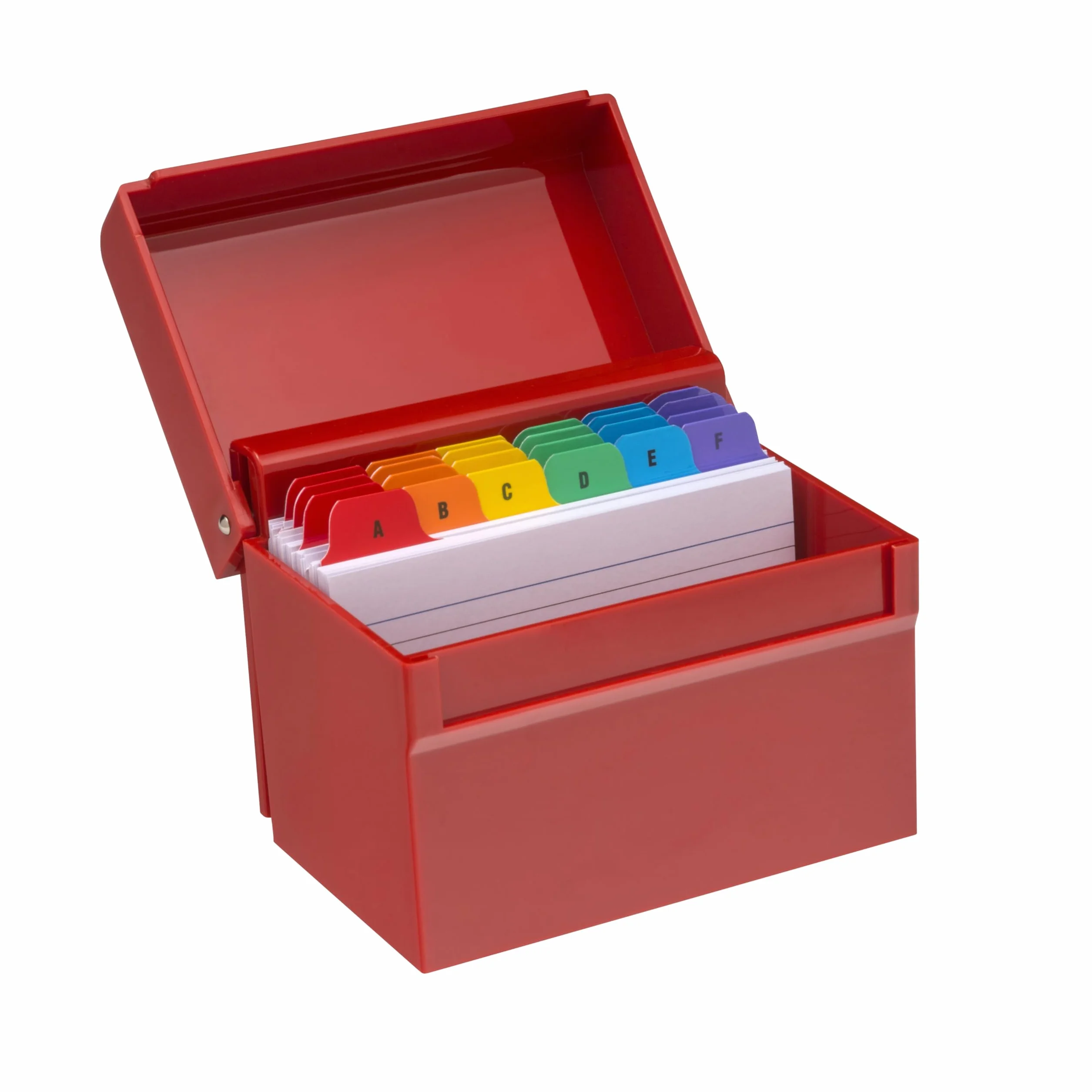 Osco AIBOX-RED Red Hi-Gloss Index Box 100 Cards Coloured Tabs