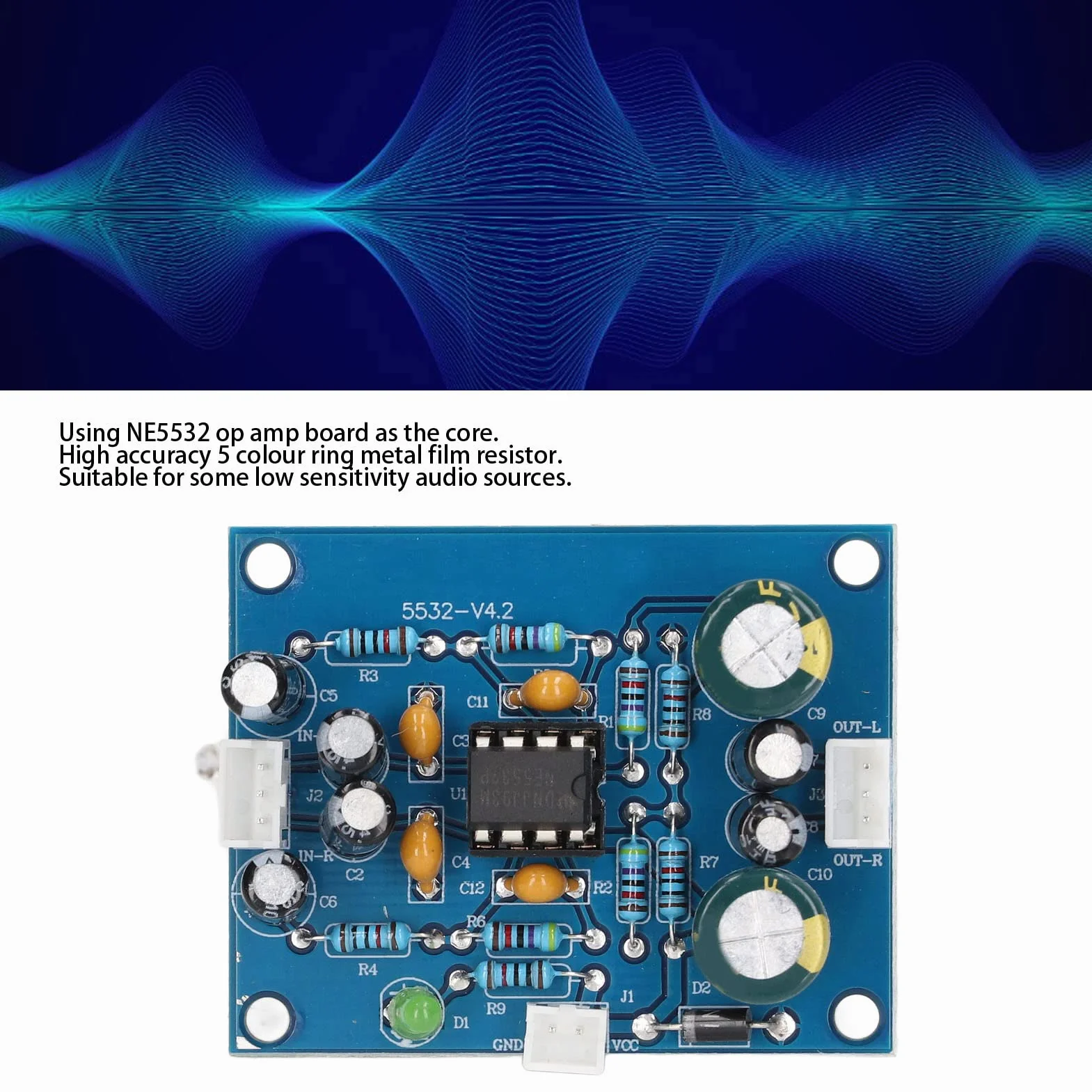 Modulo Preamplificatore NE5532 Preamp con Condensatori e Resistenze di Alta Precisione per Sistemi Hi-Fi