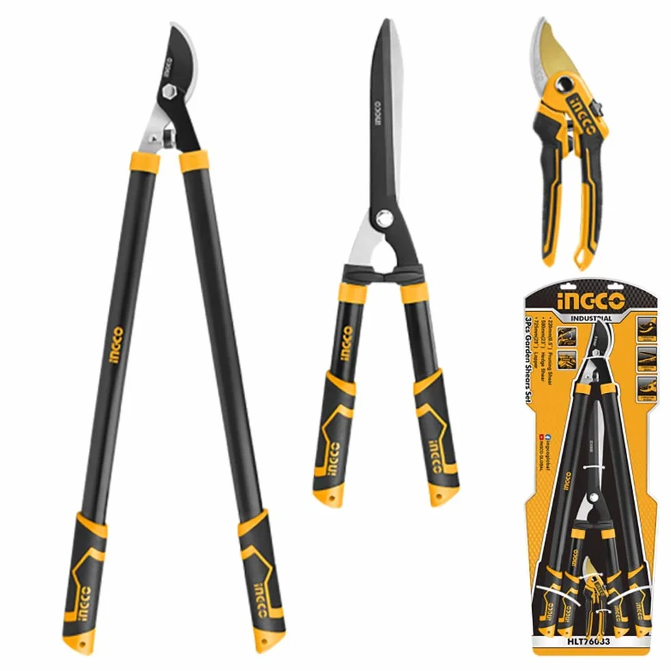 Ingco Hlt76033 Cesoia Da Potatura Troncarami Tagliasiepi Set 3 Pezzi Professionali Da Pota Giardinaggio Giardino