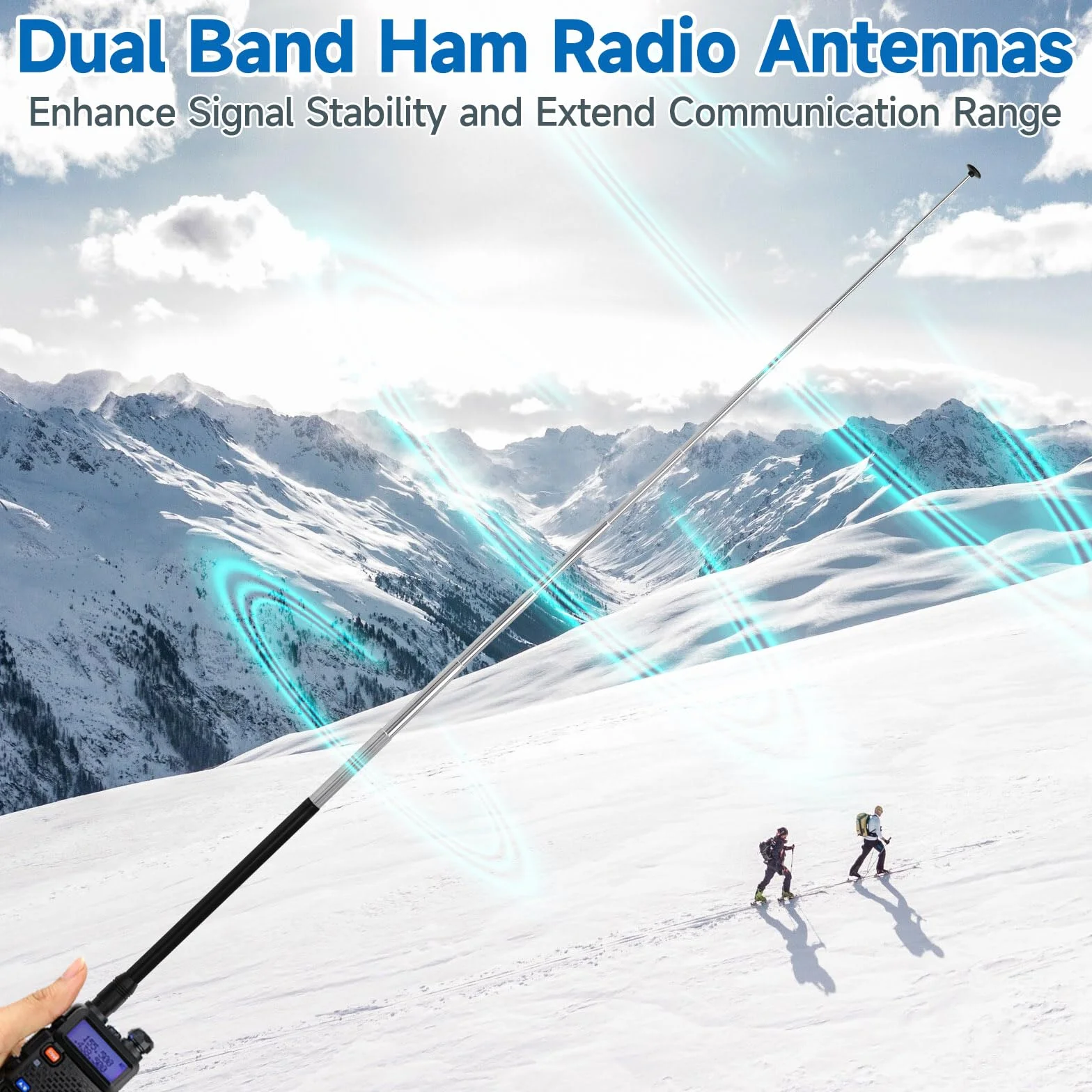 Eightwood Walkie Talkie Antenna Dual Band 144/430 MHz SMA Telescopica per Baofeng UV-82 UV-5R RT Quansheng
