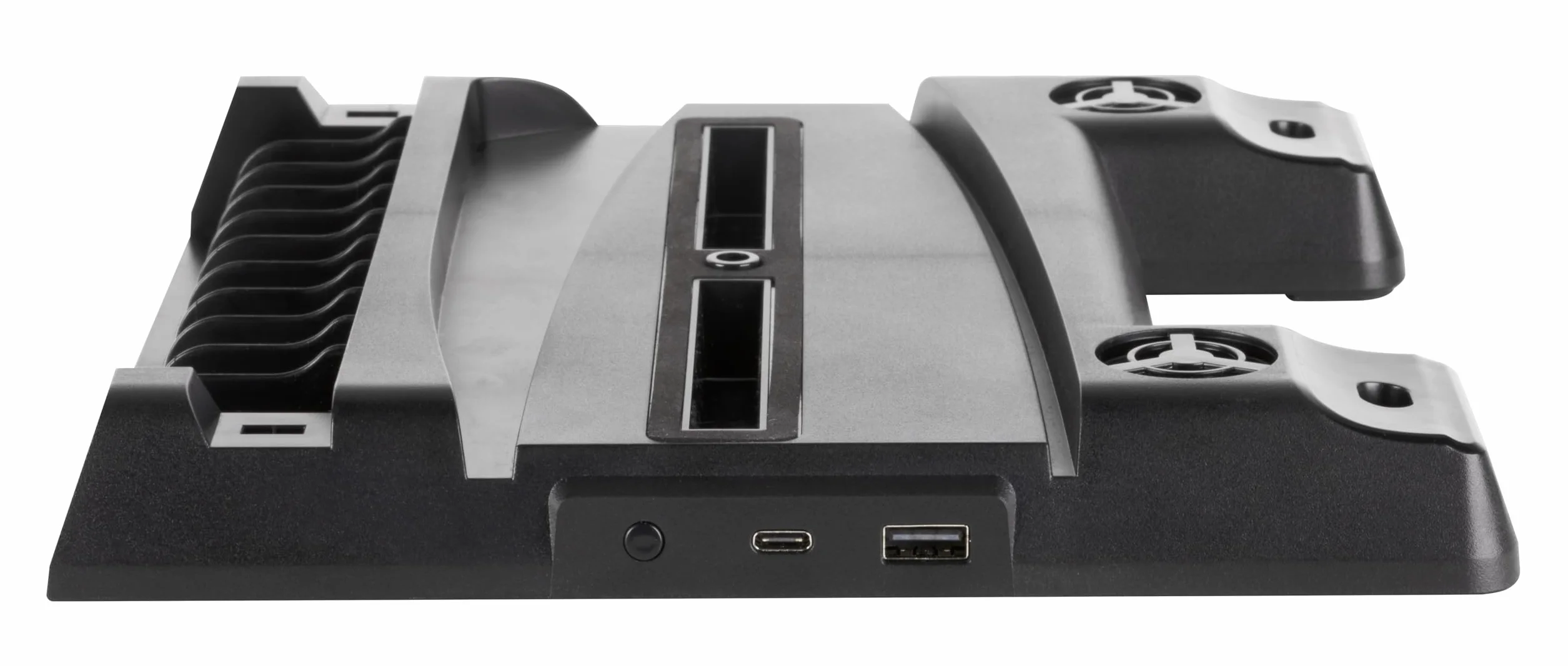 Konix Mythics Cool & Charge Spaceship Base di Ricarica per Console PS5, 2 Controller DualSense, Fino a 11 Giochi - Nero