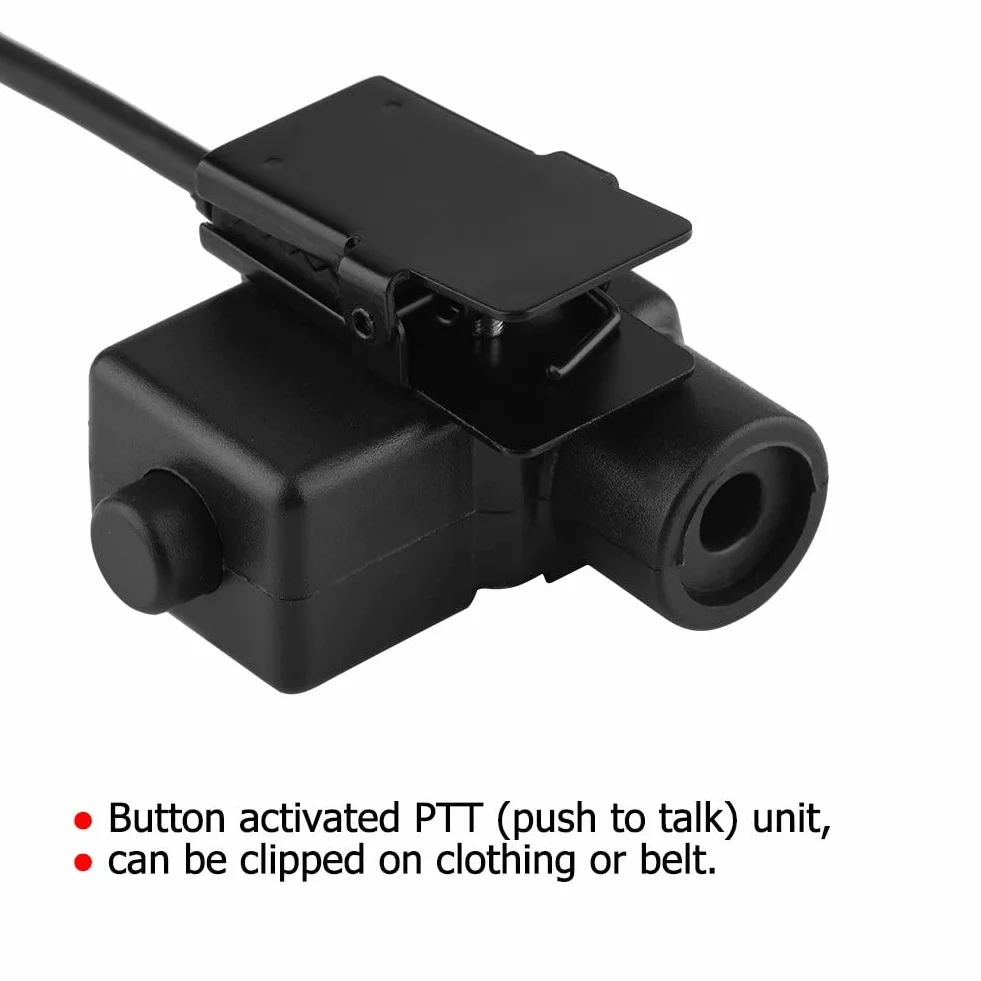 Agatige Cuffia Radio Militare PTT Bidirezionale Walkie Talkie Adattatore U94 Spina Mobile 2 Pin 7,0 mm Push to Talk per Ken-wood Bao-feng