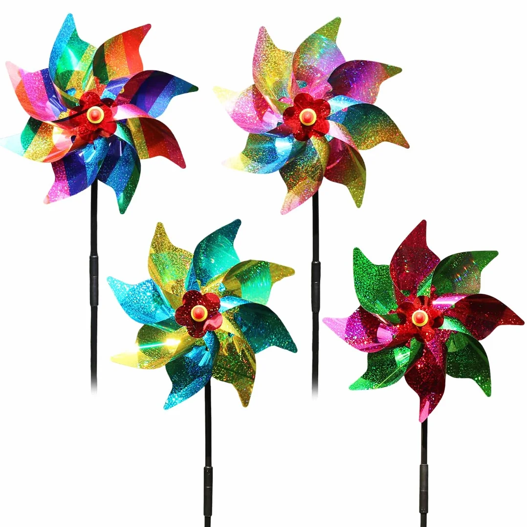 4 Pezzi Girandole Spaventa Uccelli,Con Effetto Riflettente,Per Decorazione Da Giardino Per Proteggere Frutteti,Alberi e Colture - Colorato