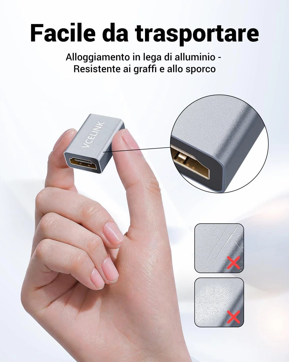VCELINK Adattatore HDMI 2.1 Femmina-Femmina, Supporto 8K/4K 60Hz, Prolunga Cavo UHD