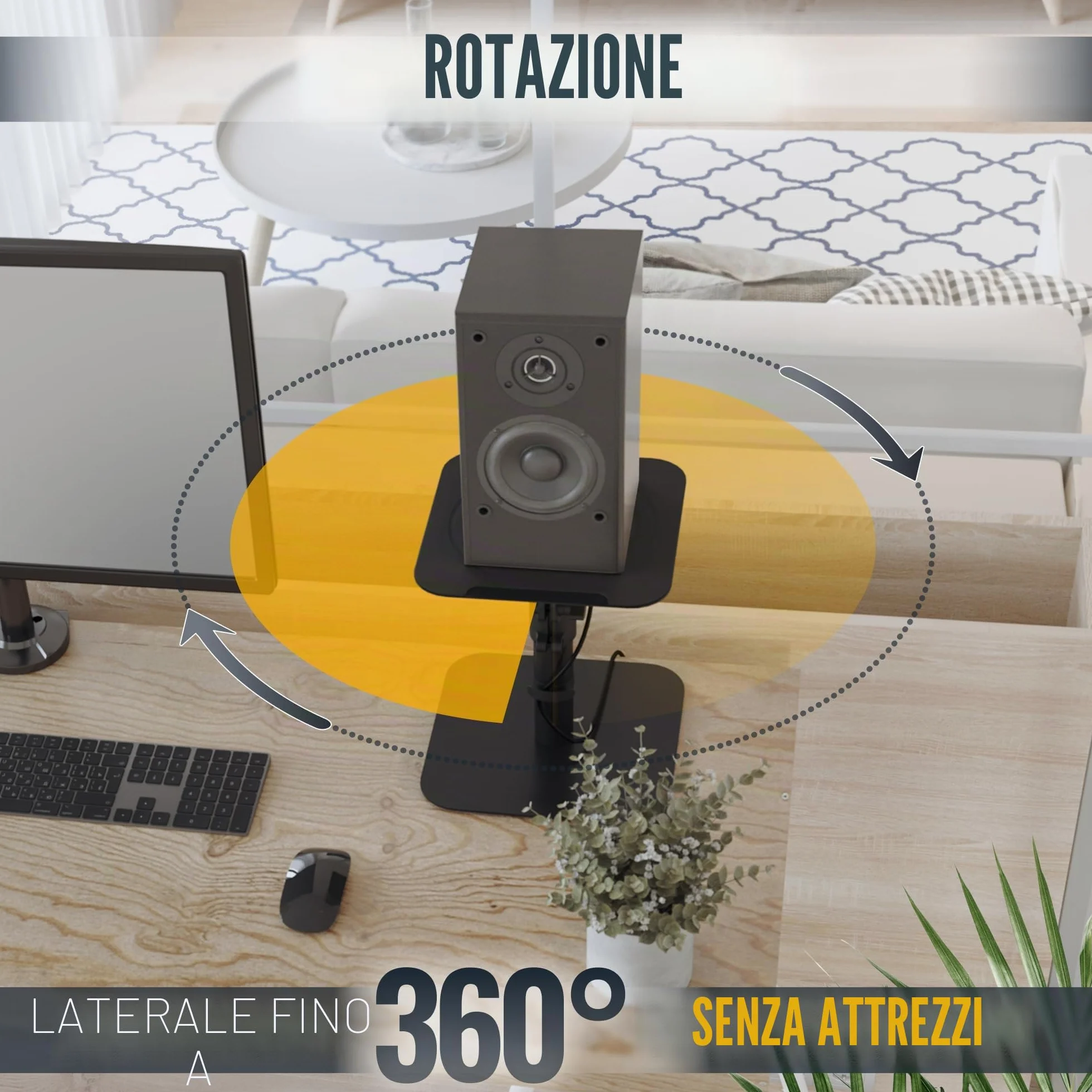 RICOO Supporto per Altoparlanti LH069-T Universale da Terra Set da 2, Nero