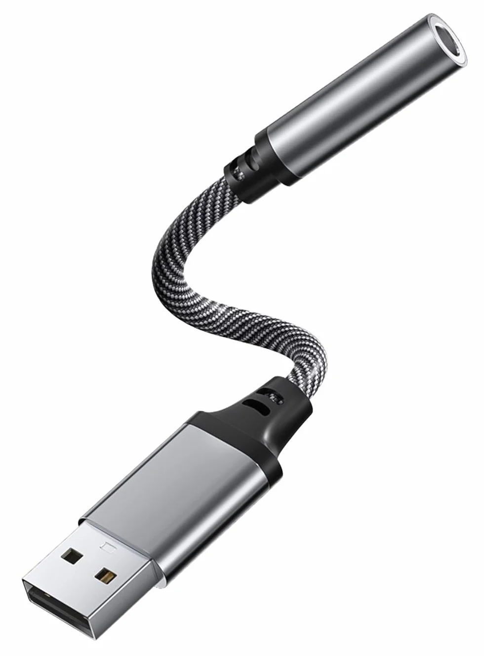 Adattatore Audio USB a Jack 3,5 mm, USB a AUX, Compatibile con Cuffie, Laptop, PC, Altoparlanti (Grigio)