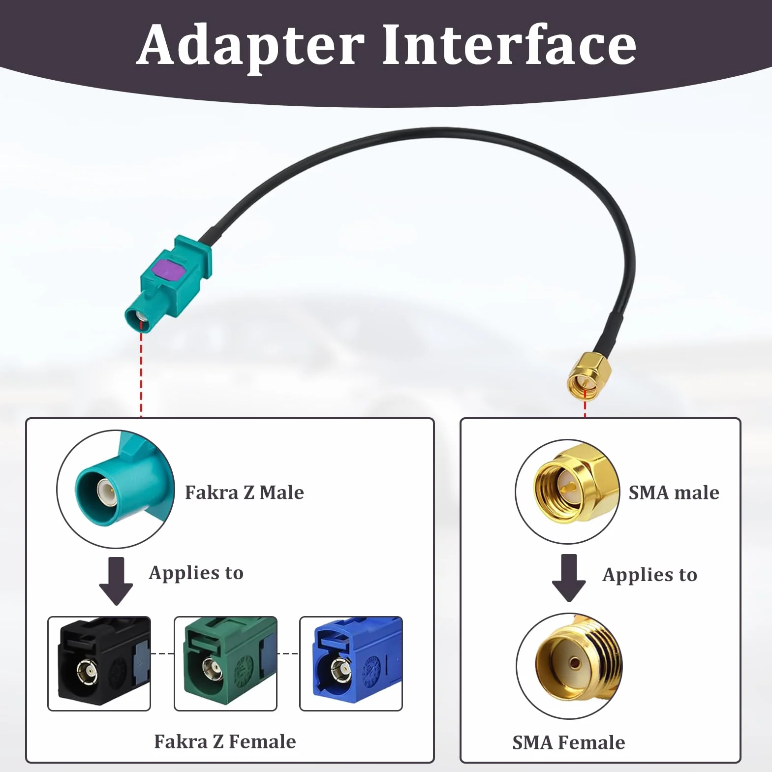Kabel adapter anteny Fakra Z męski do SMA męski 15 cm GPS Radio AM FM DAB Sirius XM 4G LTE Bluetooth