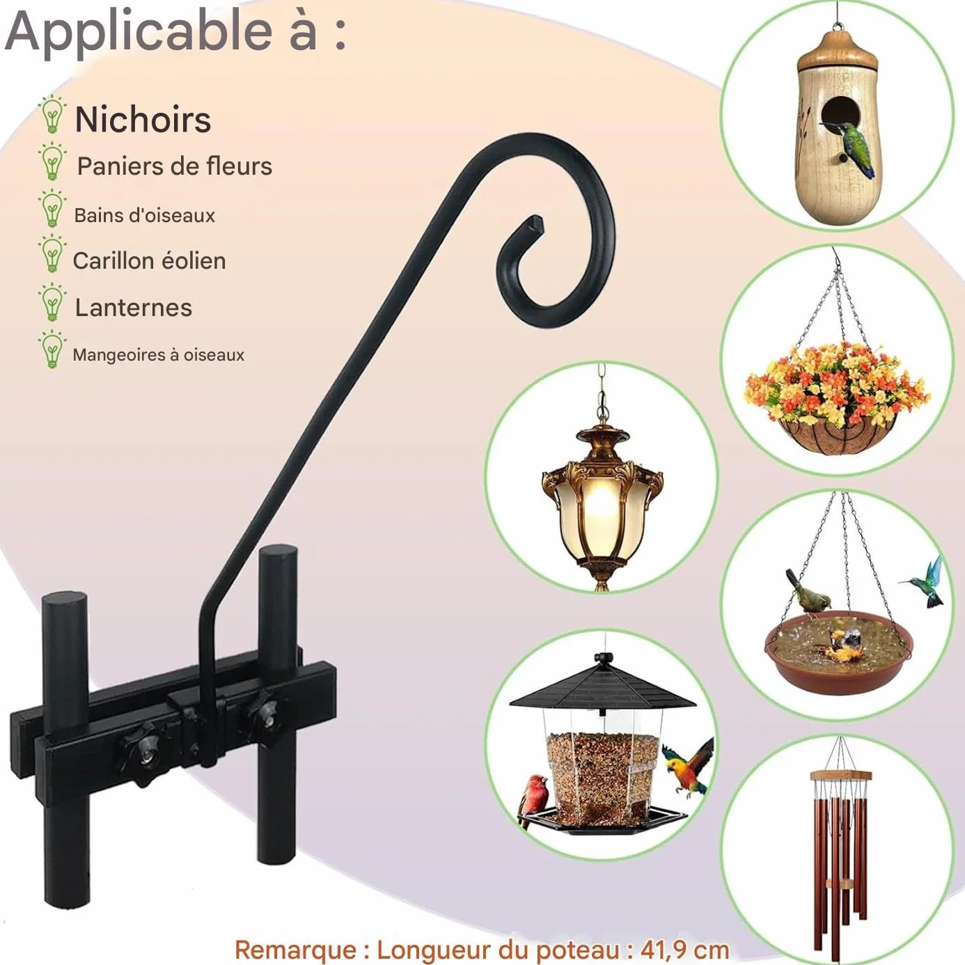 Ganci da pastore esterno resistenti supporto metallico per balcone giardino cortile