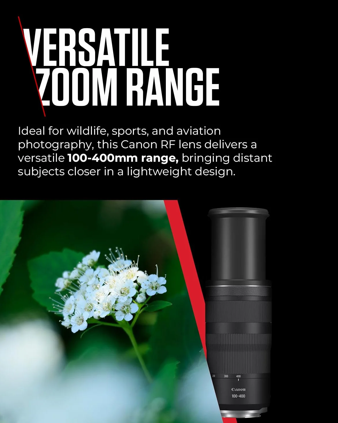 Canon Obiettivo RF 100-400mm F5.6-8 IS USM Teleobiettivo Zoom Stabilizzatore Ottico 5,5 Stop