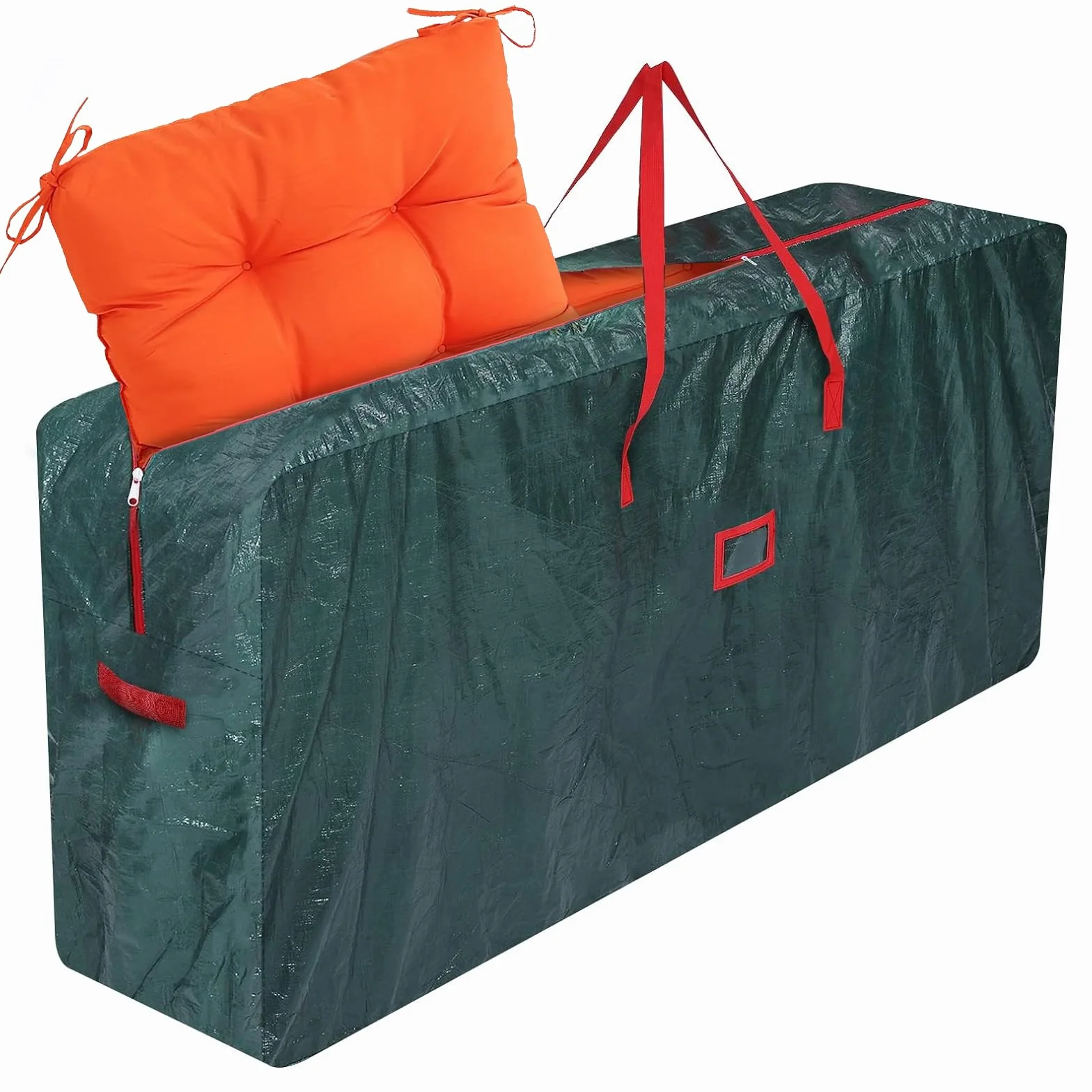 GARPROVM Borsa portaoggetti per albero di Natale, cuscino da giardino, con manici rinforzati e cerniere bidirezionali, grande borsa per albero di Natale smontato fino a 2,4 m (verde, 165 x 38 x 76 cm)