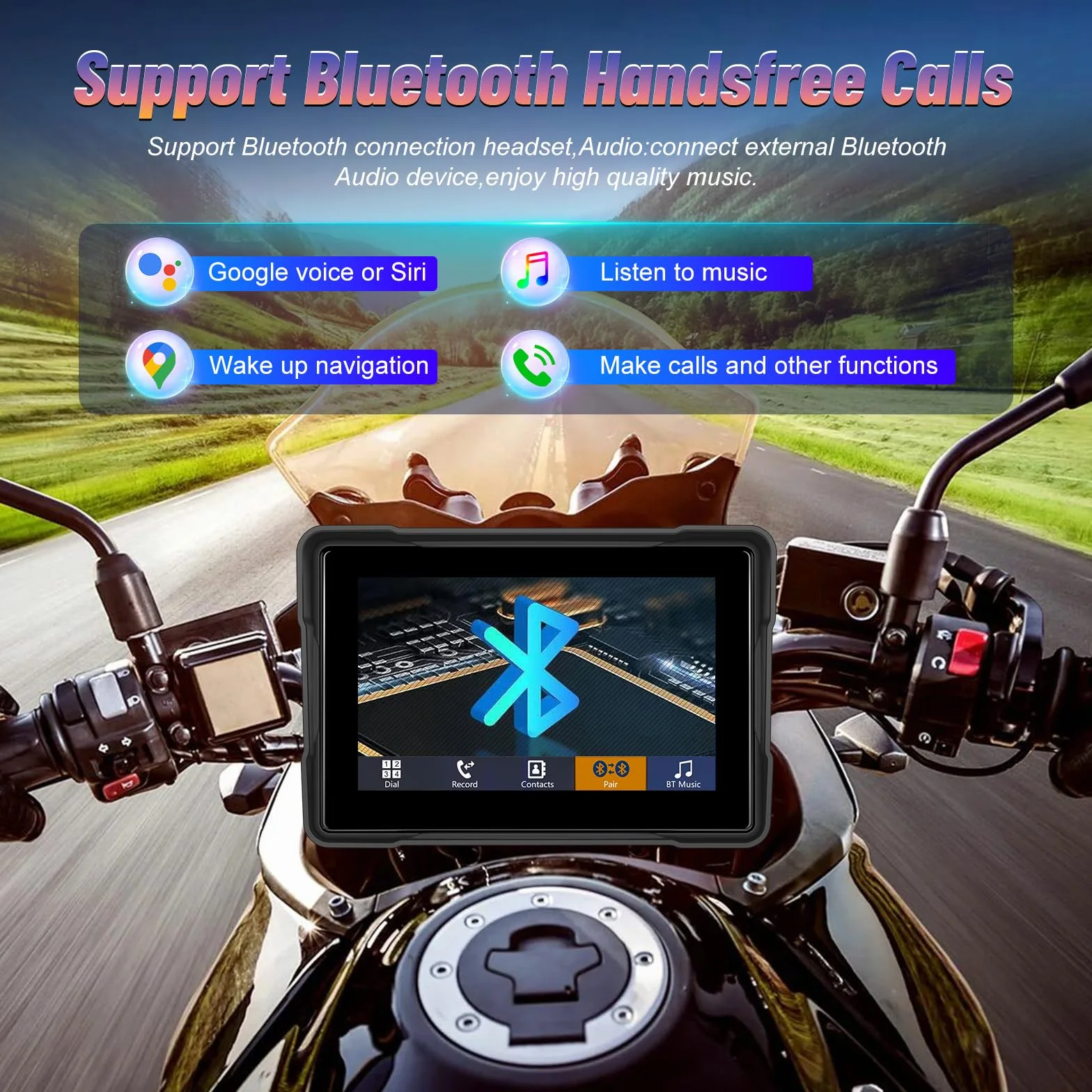 Schermo CarPlay Portatile 5" IP67 Android Auto Touch Screen Impermeabile Doppio Bluetooth GPS