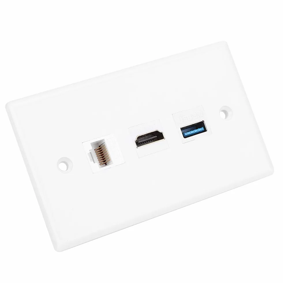 Piastra a muro Ethernet Cat6 HDMI USB 3.0 Pannello portatile multiplo