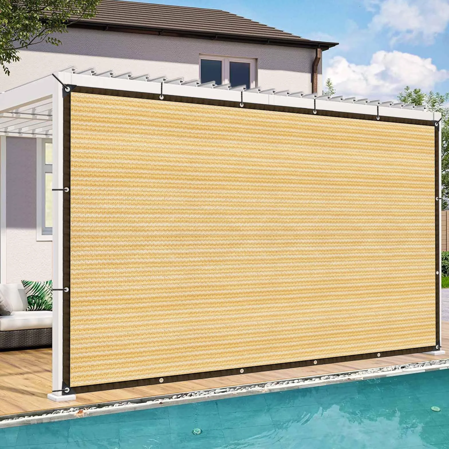 Rete ombreggiatura 2x3 m beige protezione solare giardino terrazzo antivento permeabile all'acqua