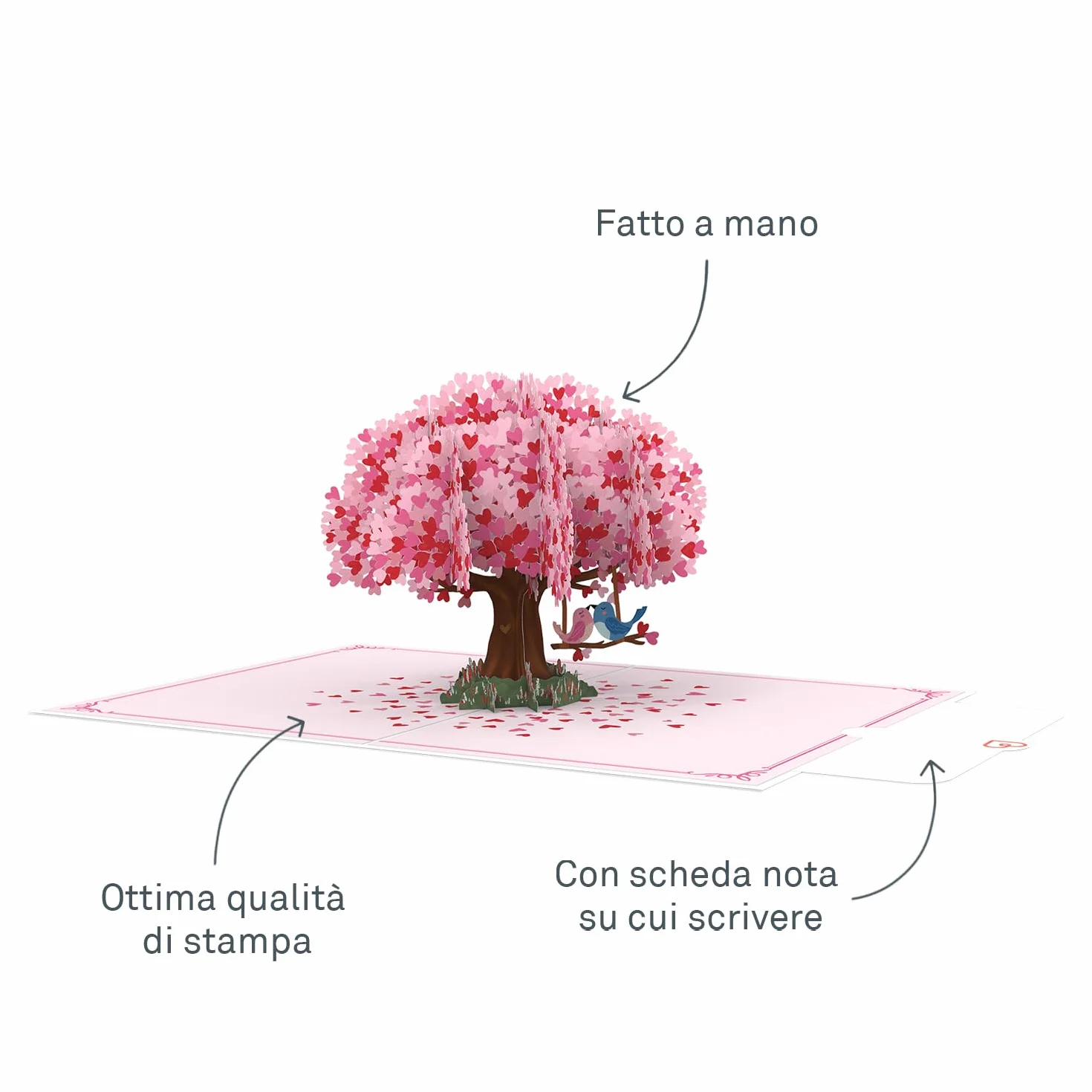 Papercrush® Pop-up Biglietto 3D Albero di Cuore con Tortora - Biglietto Auguri Romantico per Anniversario Fidanzamento per Lui e Lei
