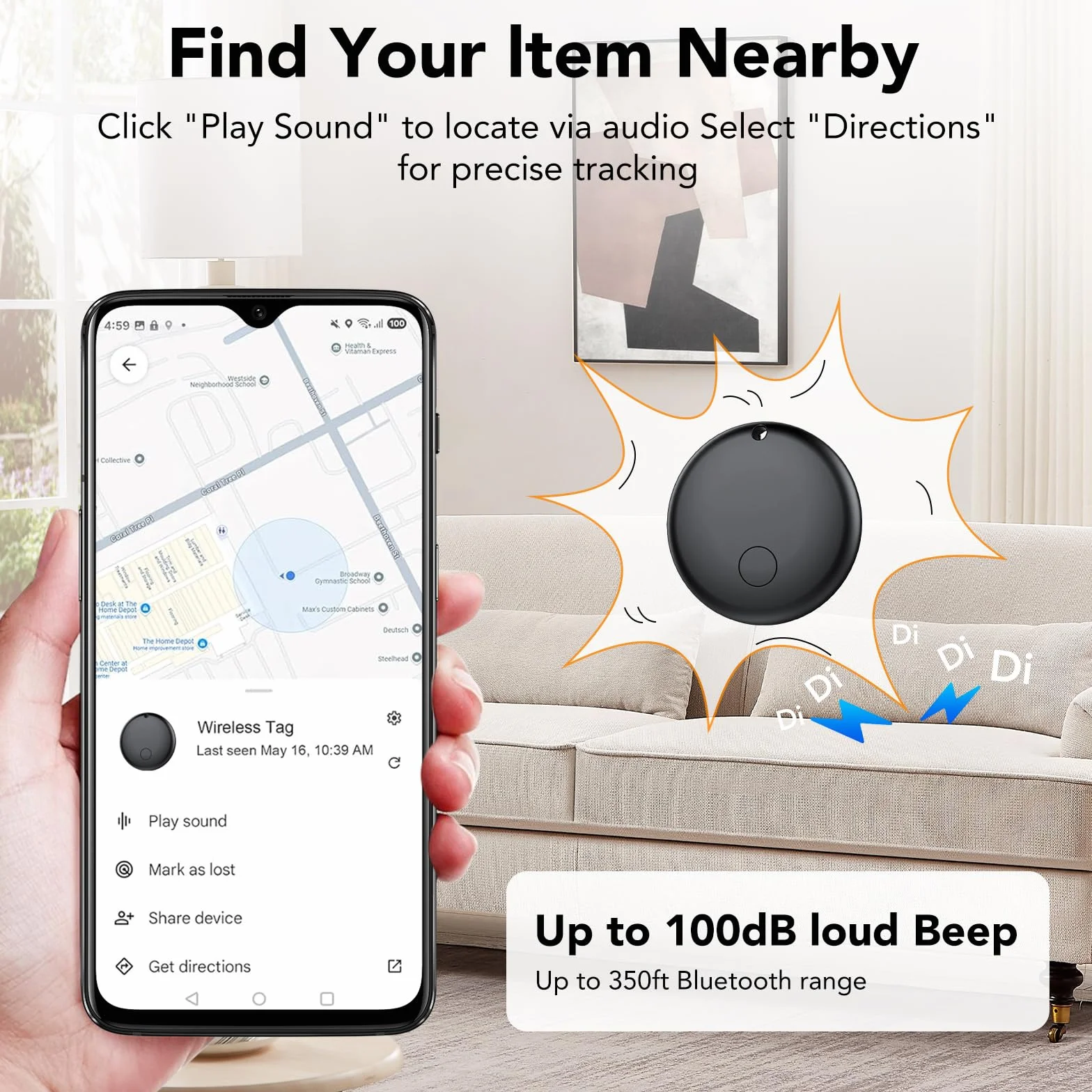 Android Smart Tag Tracker con Google Find Hub IP68 Impermeabile Bluetooth Localizzatore Custodia Protettiva 4 Nero
