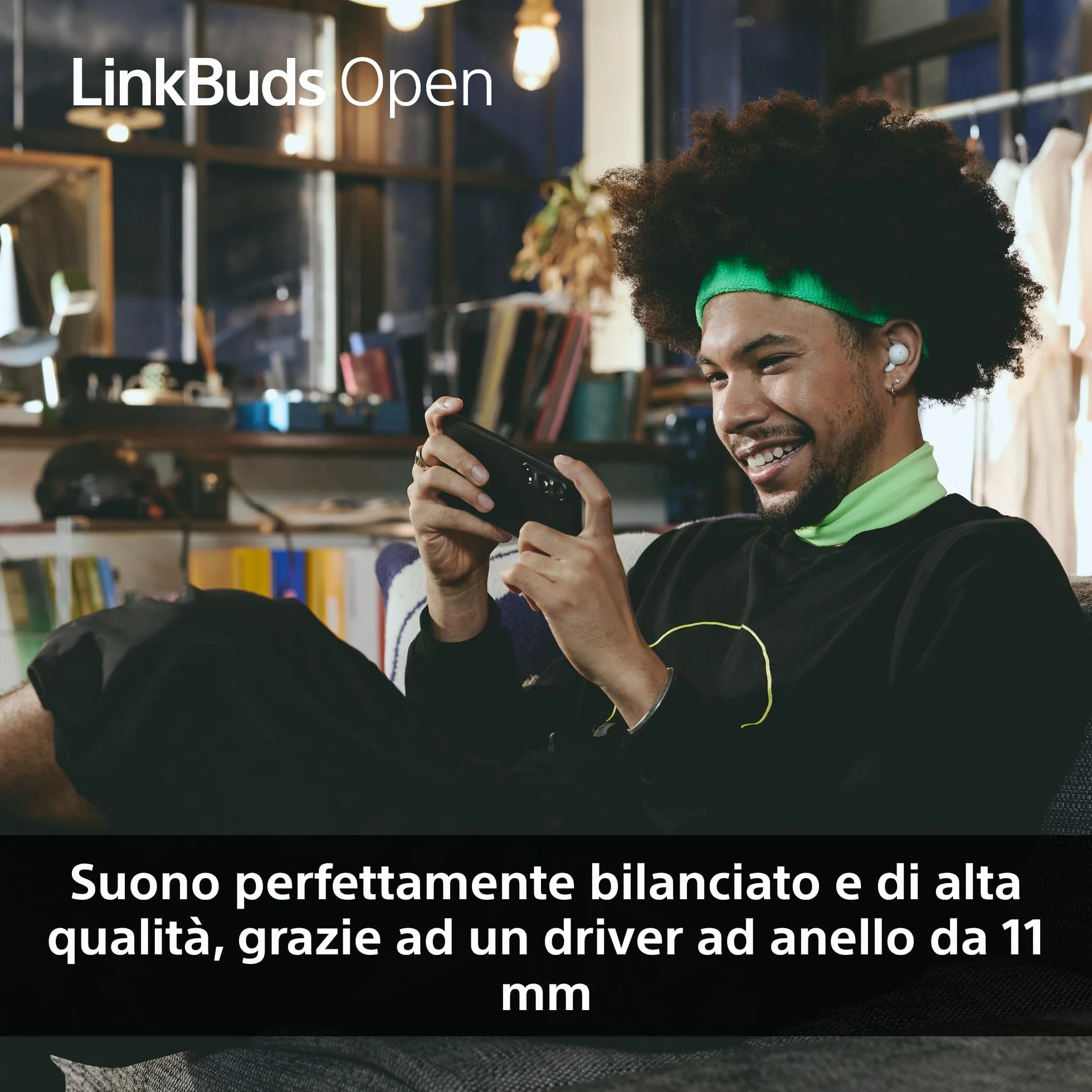 Sony LinkBuds Open Cuffie Bluetooth True Wireless Aperte IPX4 Multipoint Nero