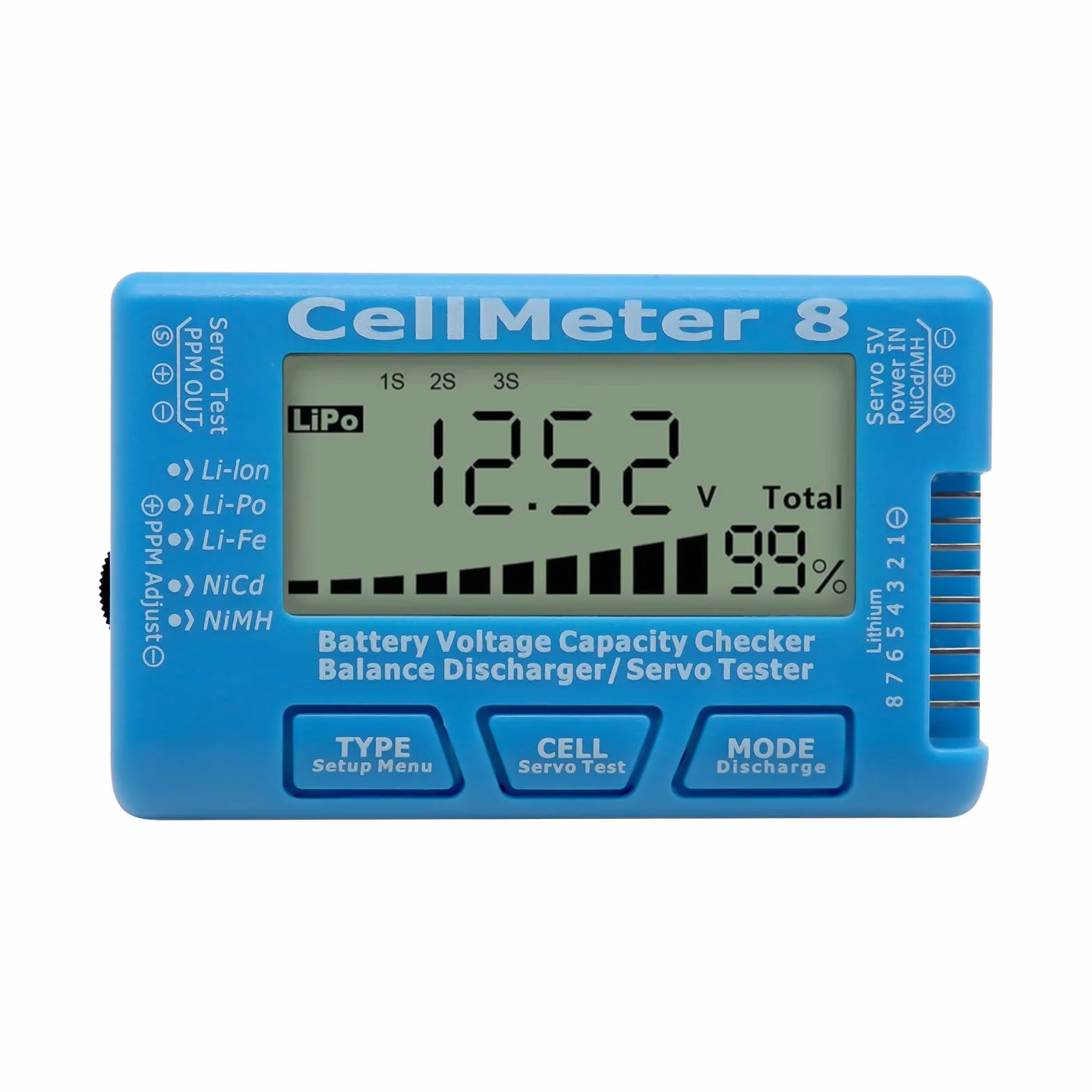 AYWHP Digital Battery Capacity Tester LCD Voltage Controller per LiPo LiFe Li-Ion NiCd NiMh