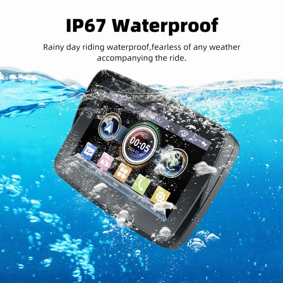 LIVASH Display Impermeabile 5 Pollici Motocicletta GPS Navigazione Wireless Android Carplay Auto