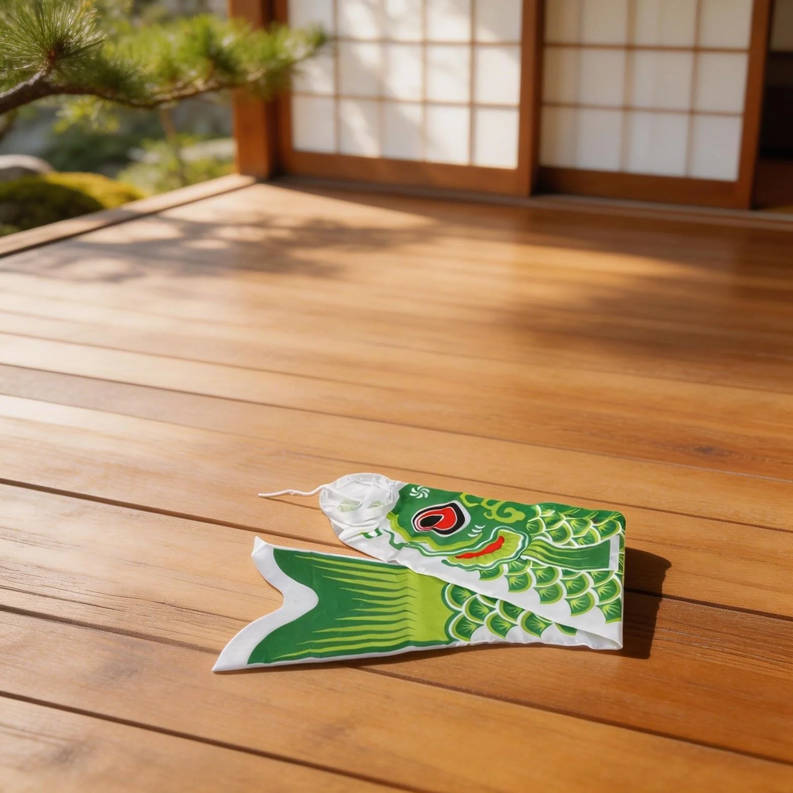 Aquilone a vento giapponese a forma di carpa, 100 cm, in raso, decorazione da giardino per esterni, resistente alle intemperie, vibrante, per cortile e patio (verde, 100 cm)