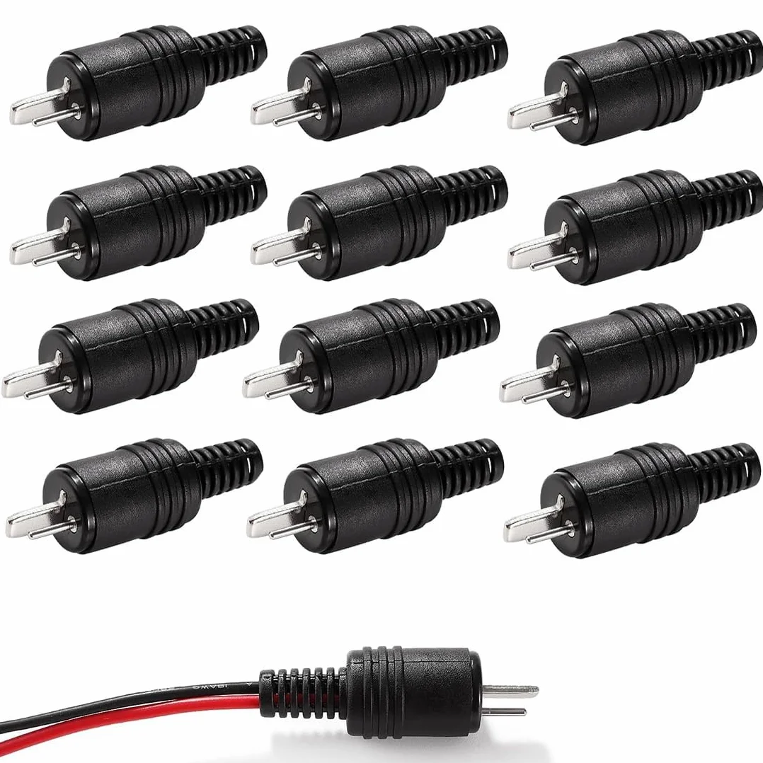 2-Pin Male DIN Connectors 12-Pack HiFi Speaker Audio Plug Adapter Stereo Locking