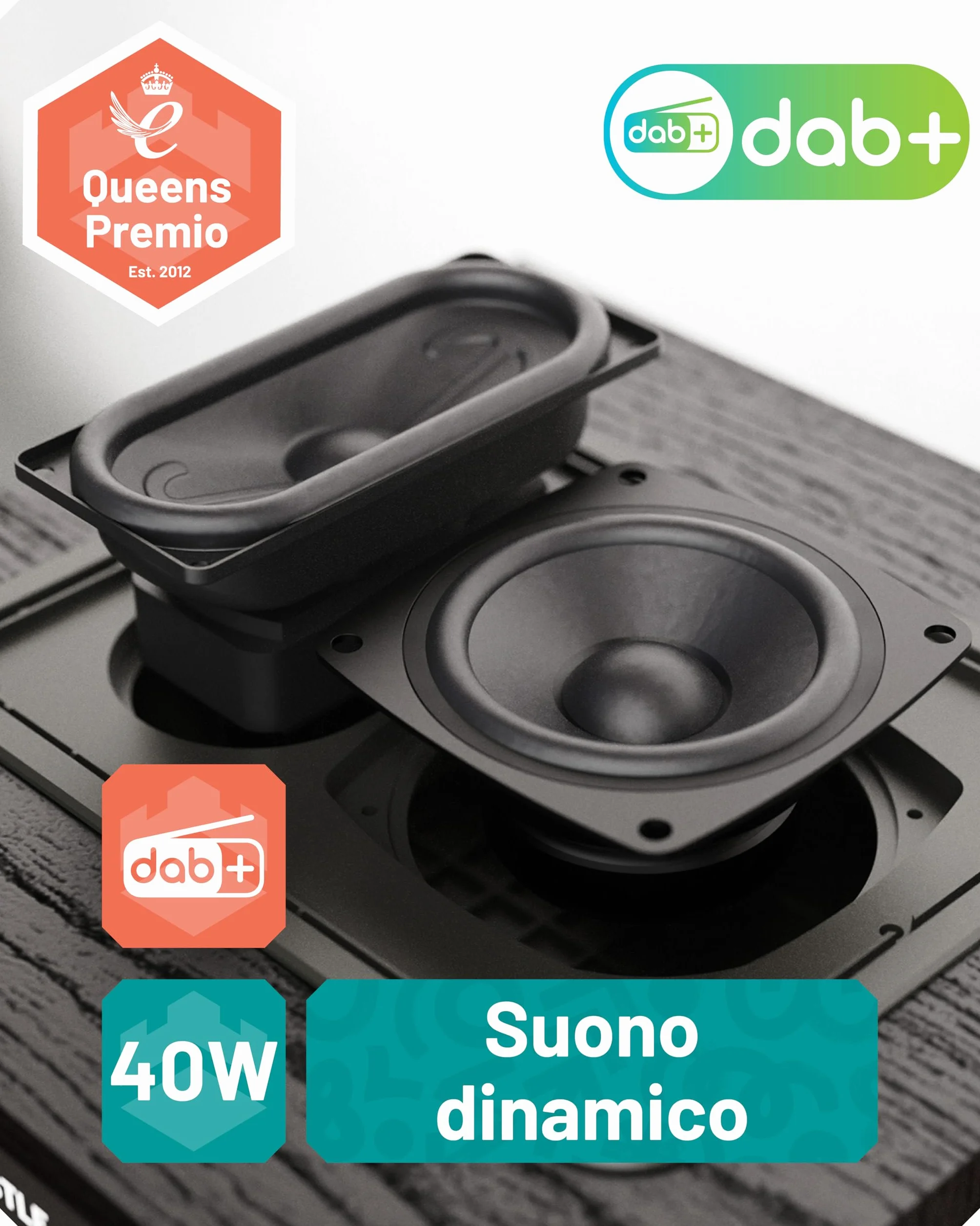 Oakcastle DAB400 Mini Impianto Stereo Hi-Fi 40W Radio DAB/DAB+ Bluetooth 5.0 Lettore CD