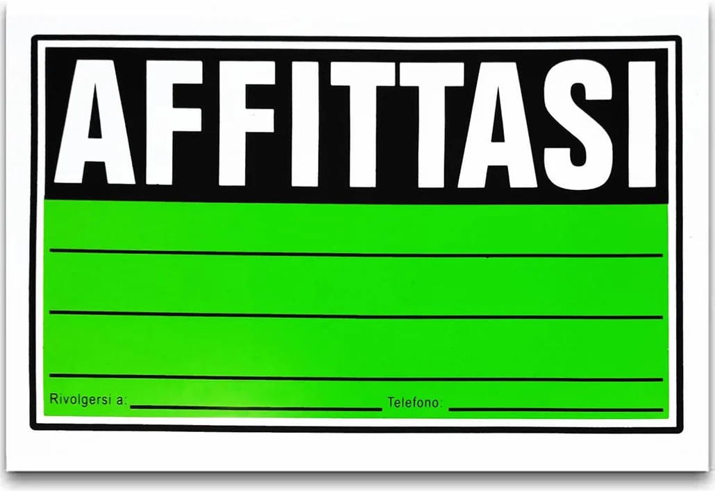 Cartello da Esterno Affittasi per Visibilità a Distanza Plastificato 30x20cm