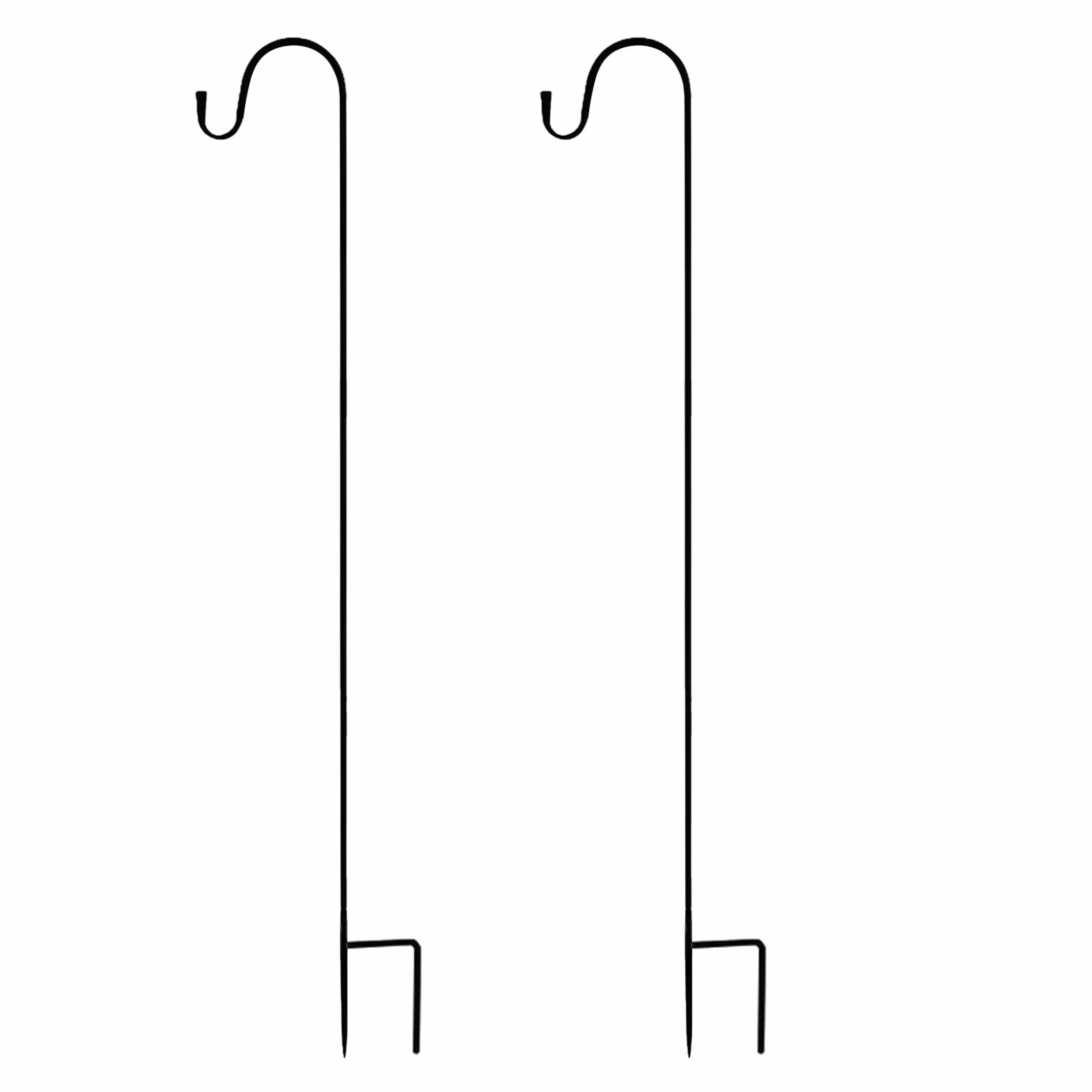 Confezione da 2 ganci da pastore regolabili con base a 5 rebbi, altezza 200 cm, resistenti per piante da esterni, ganci da giardino per appendere piante, lanterne e mangiatoia per colibrì