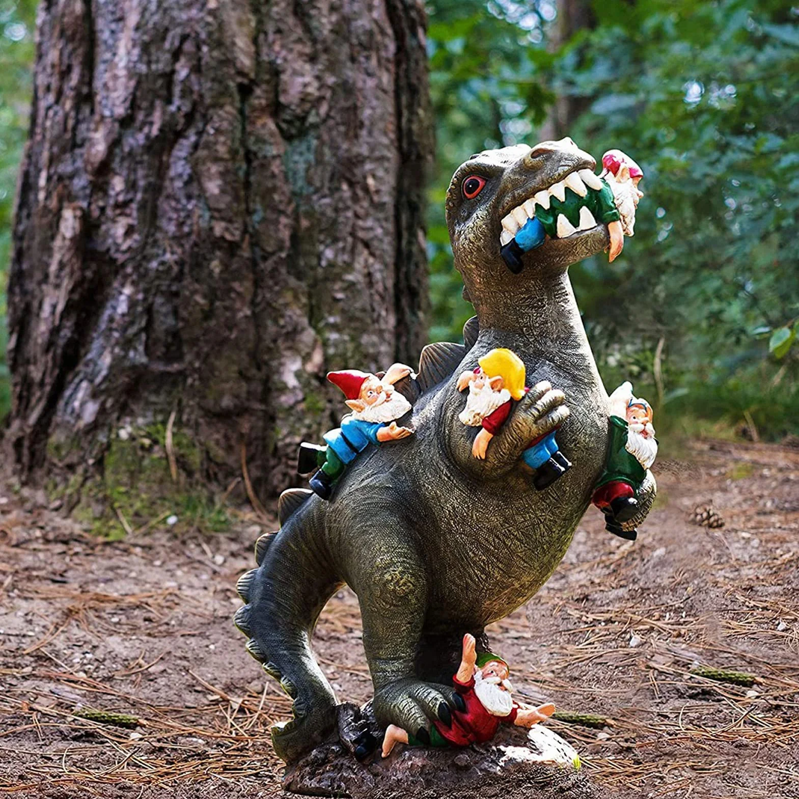 ornamenti da giardino di dinosauri all'aperto, statua in resina da 24 cm x 14 cm x 10 cm per decorazione del cortile, regalo di compleanno per donne e uomini (S)'