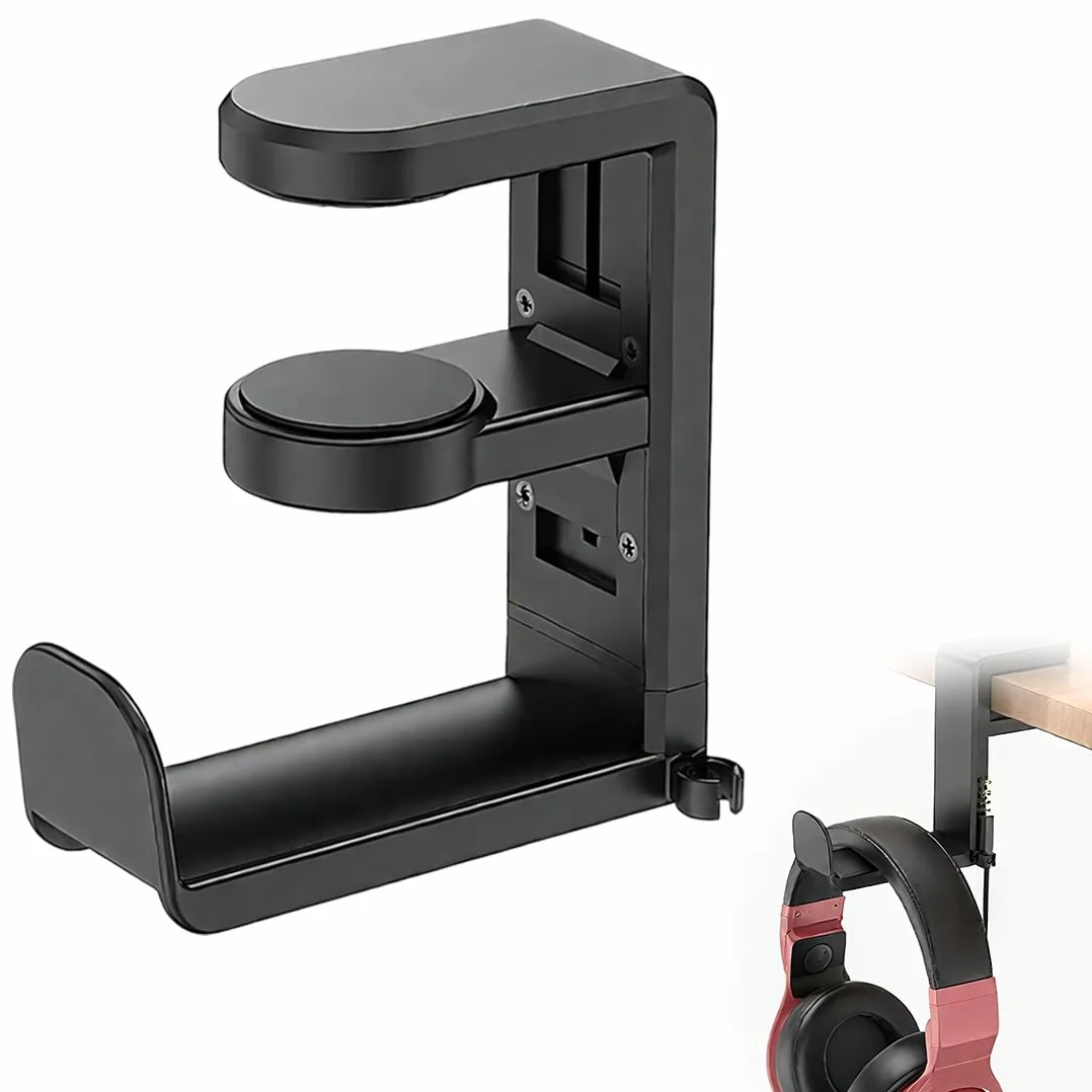 GXGM Supporto Per Cuffie da Scrivania, Gancio Borsa da Tavolo, Organizzatore per Accessori (Nero)