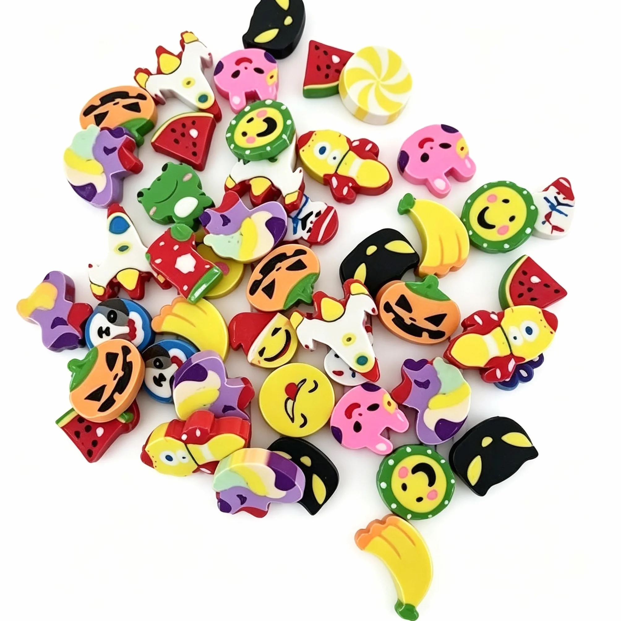Set 50 Gomme da Cancellare Colorate PVC Halloween Frutta Animali