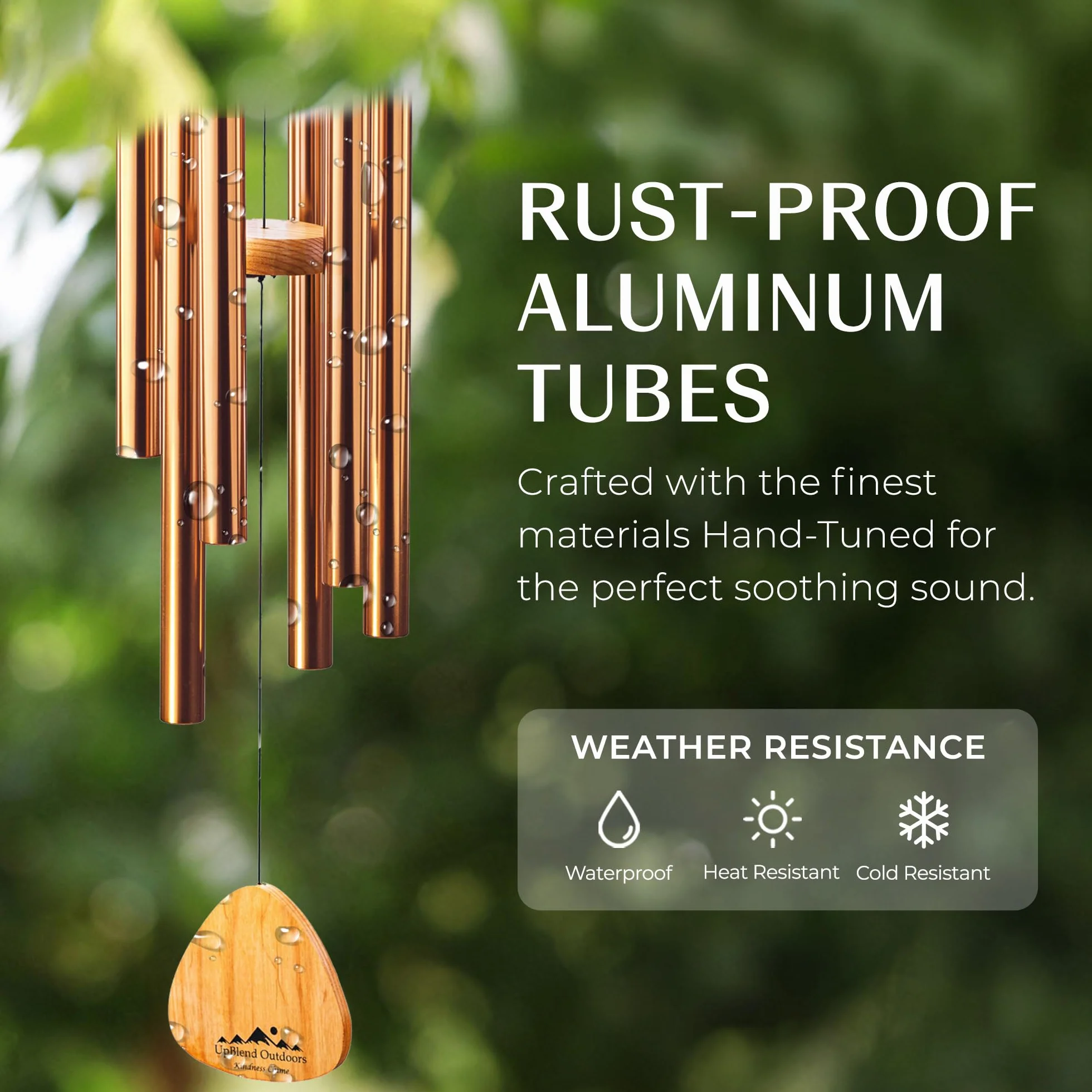 UpBlend Outdoors Campanelli a vento per esterni, 73,7 cm, in bronzo, per esterni, armonico, campane a vento per mamma, nonna, scacciapensieri per lei