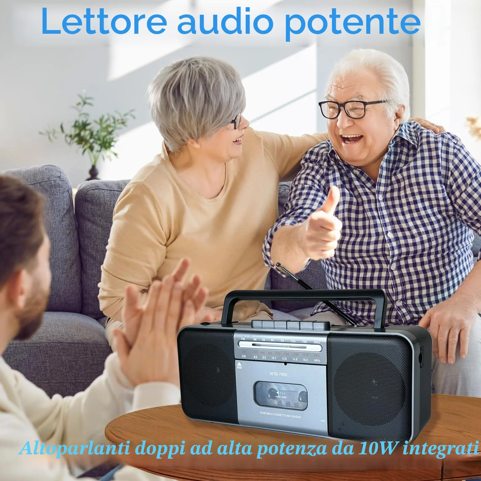 Lettore di cassette AM/FM/SW Bluetooth 10W portatile convertitore MP3 USB
