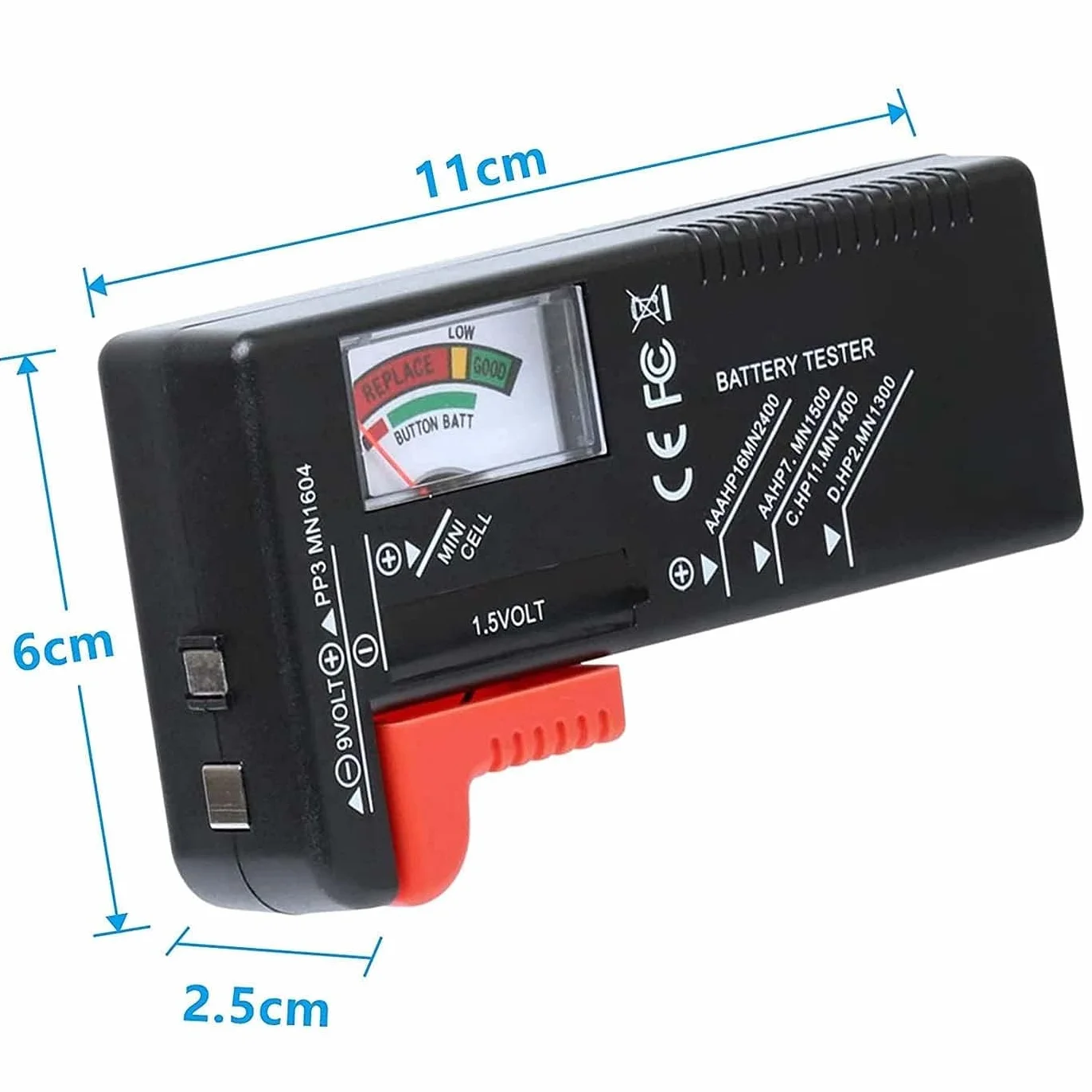 Tester per Volt per batterie AA AAA C D 9V 1,5V