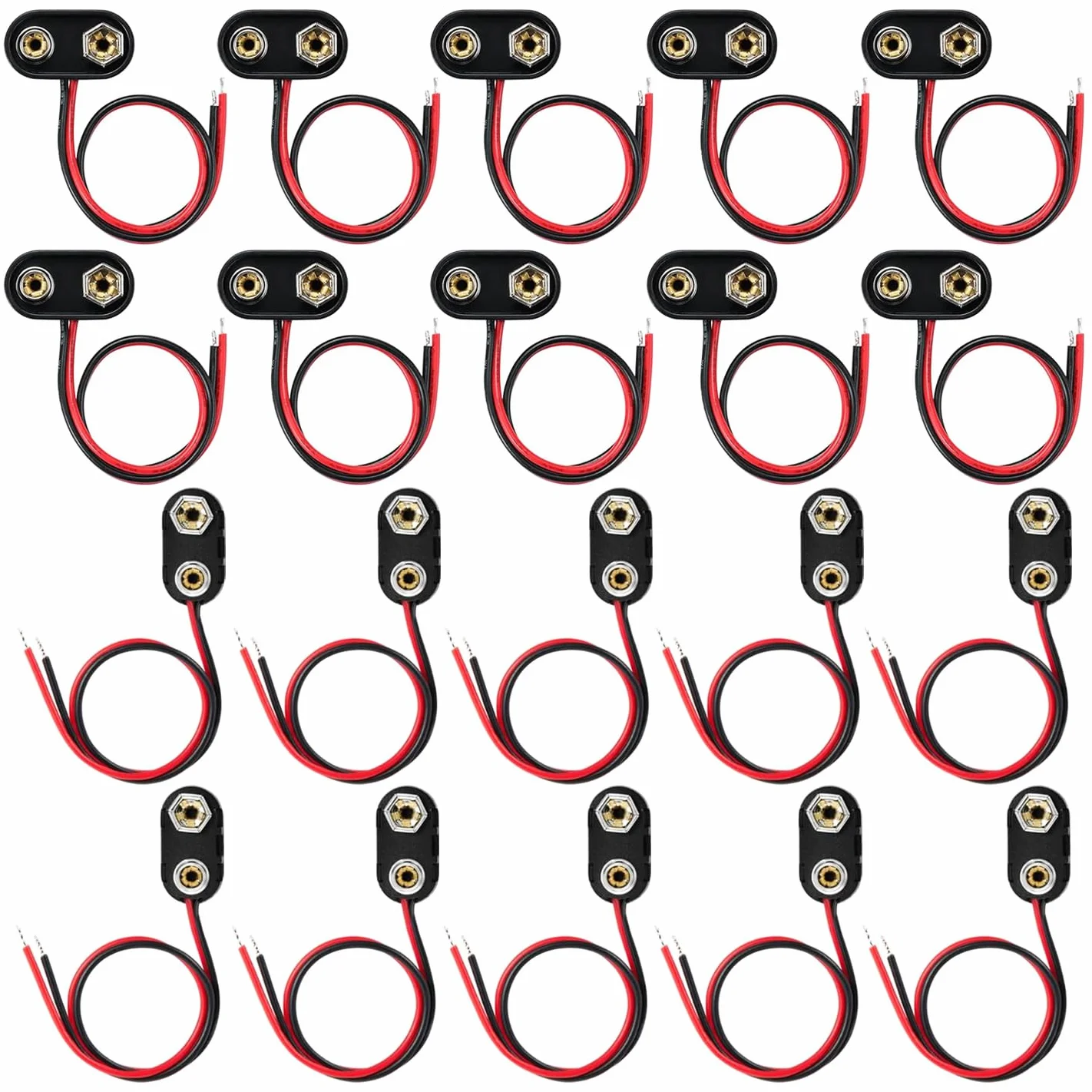 Connettore a Clip per Batteria da 9V, Supporto Connettori, Tipo T & Tipo I, 20 Pezzi